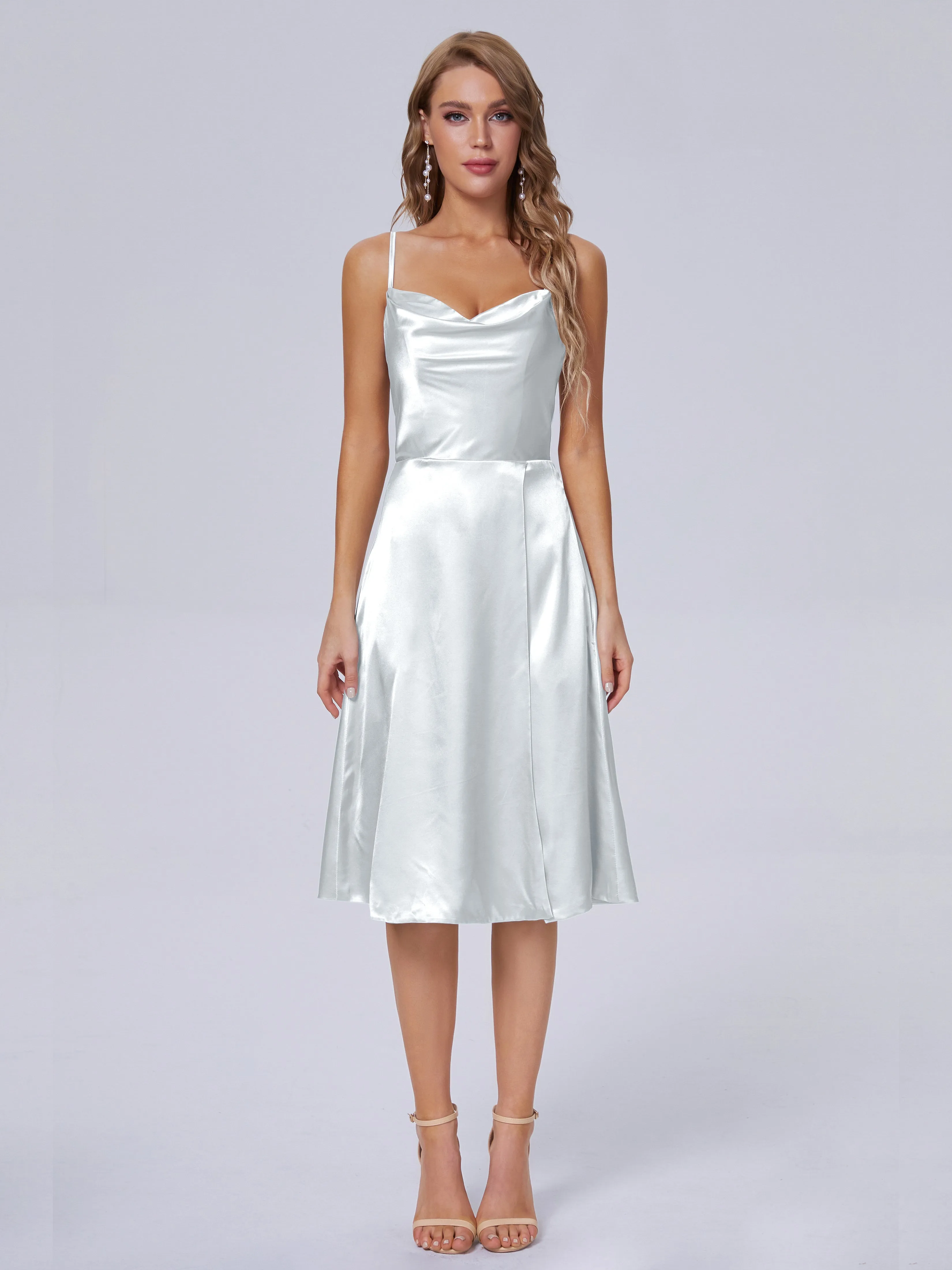 Marley Elegant Split Short Soft Satin Bridesmaid Dresses