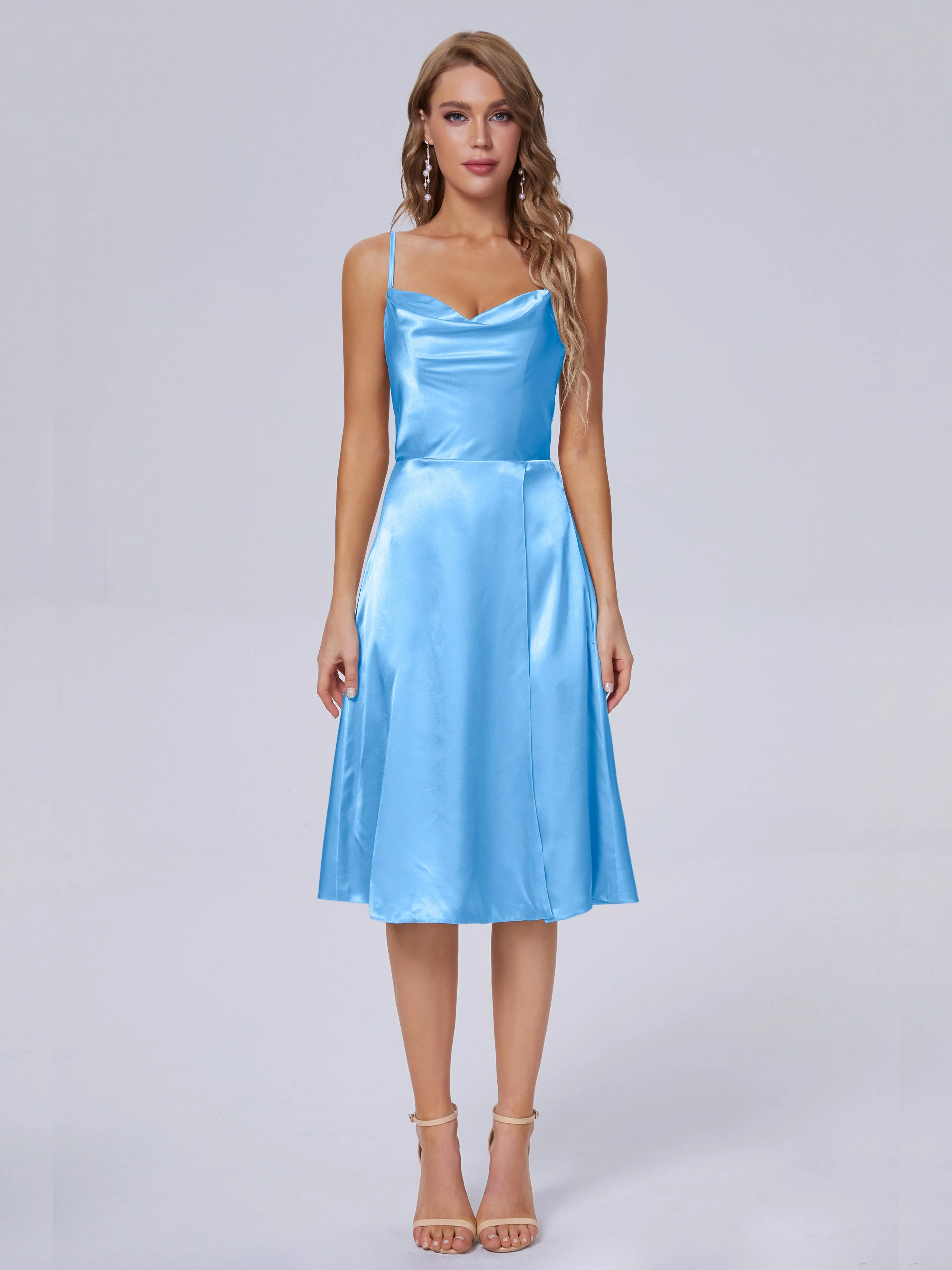 Marley Elegant Split Short Soft Satin Bridesmaid Dresses