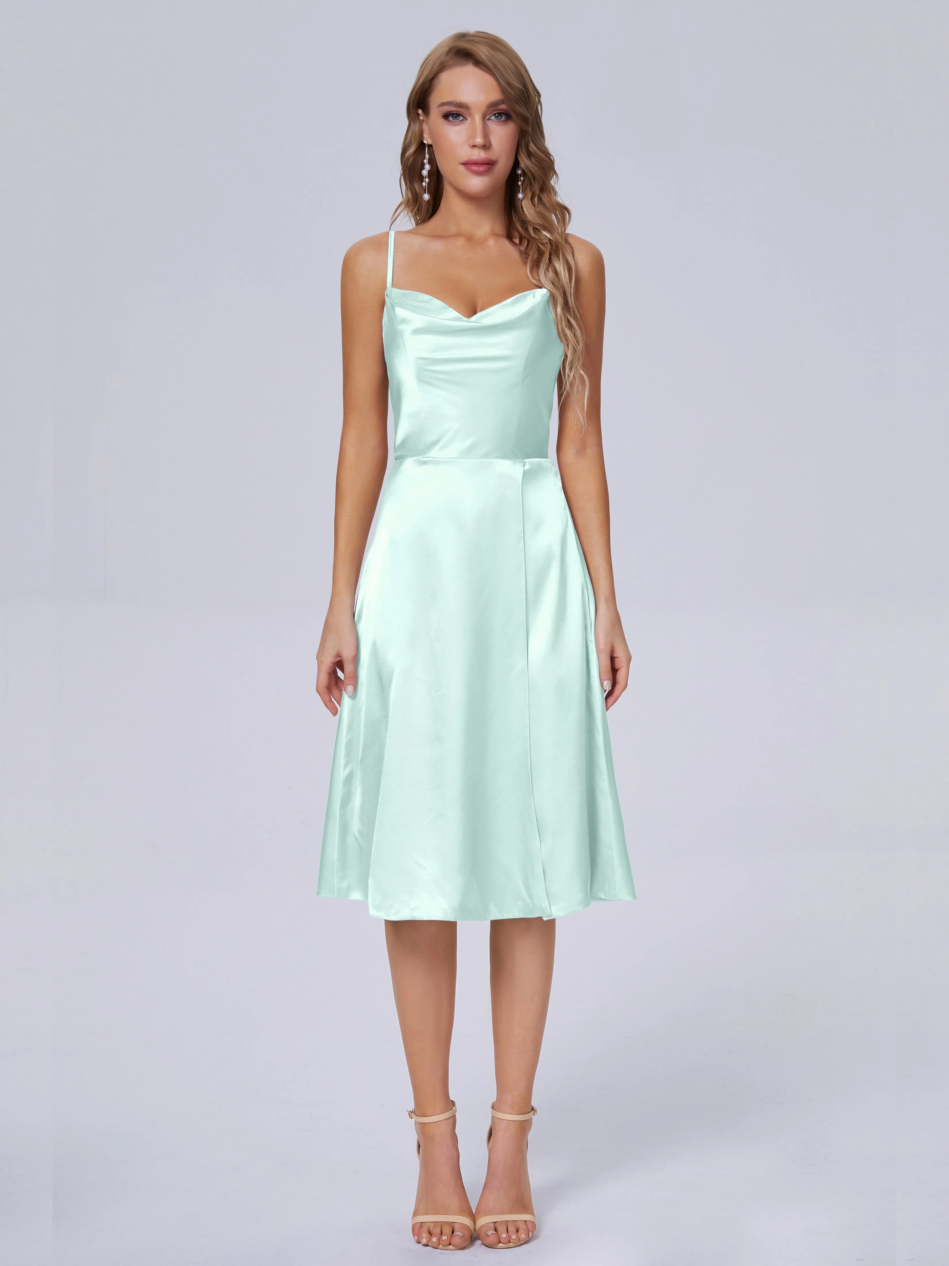 Marley Elegant Split Short Soft Satin Bridesmaid Dresses