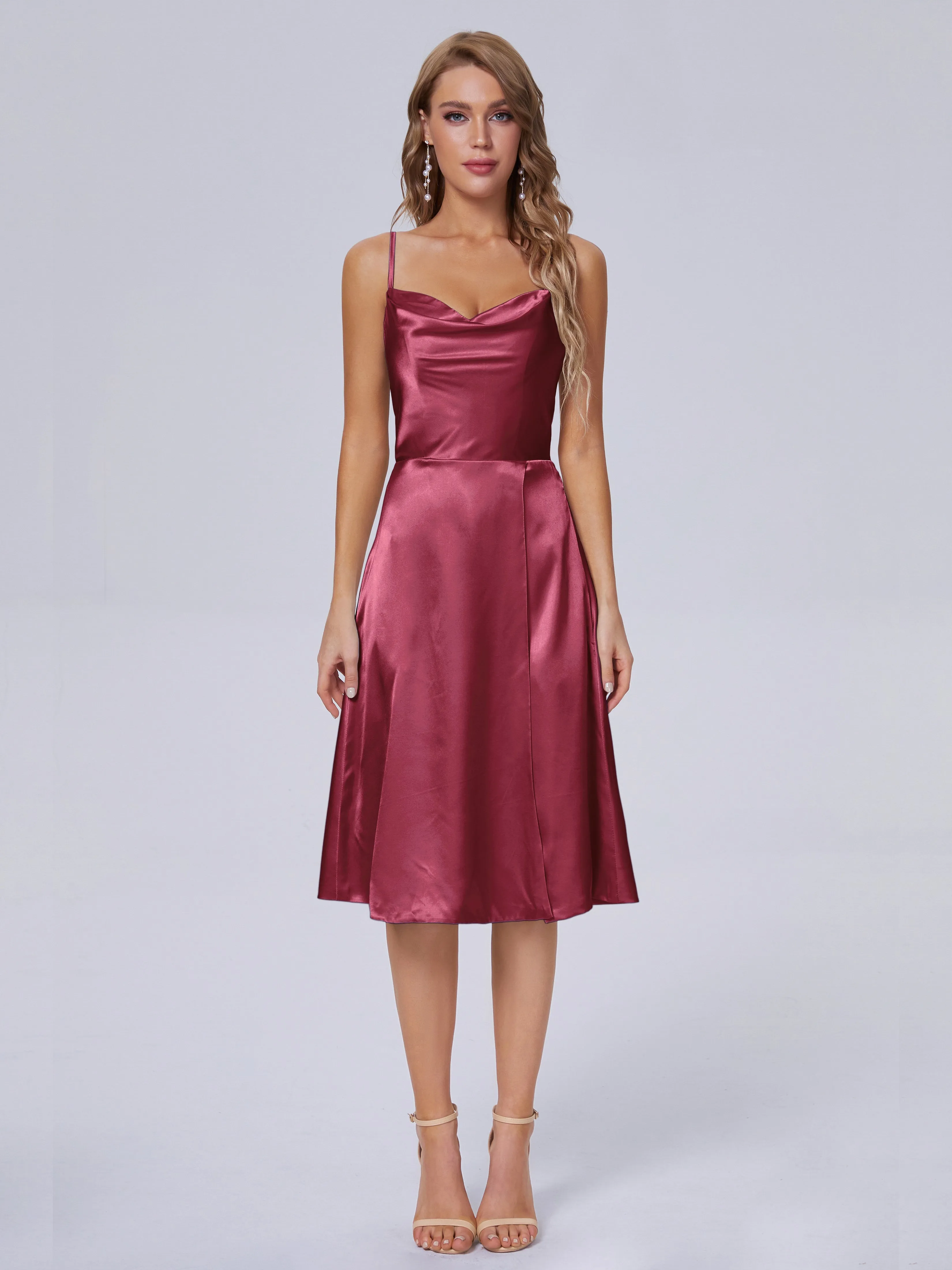 Marley Elegant Split Short Soft Satin Bridesmaid Dresses