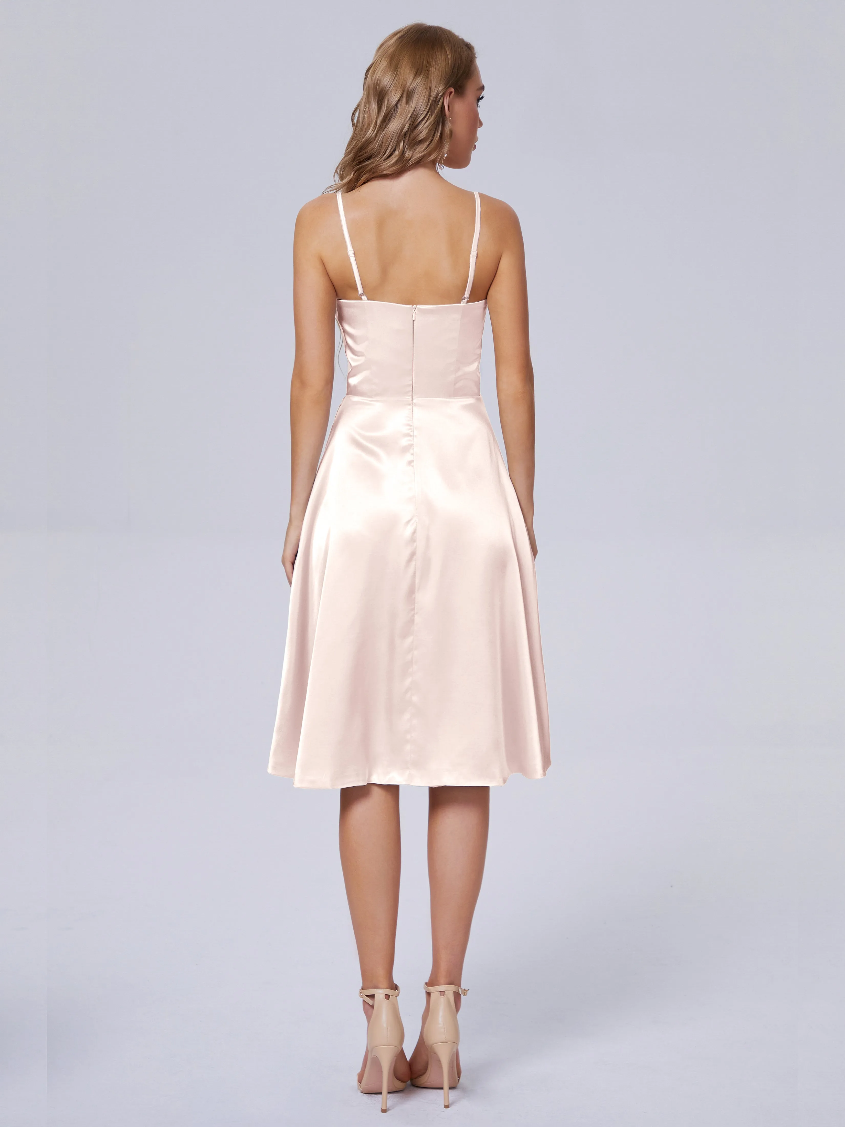 Marley Elegant Split Short Soft Satin Bridesmaid Dresses