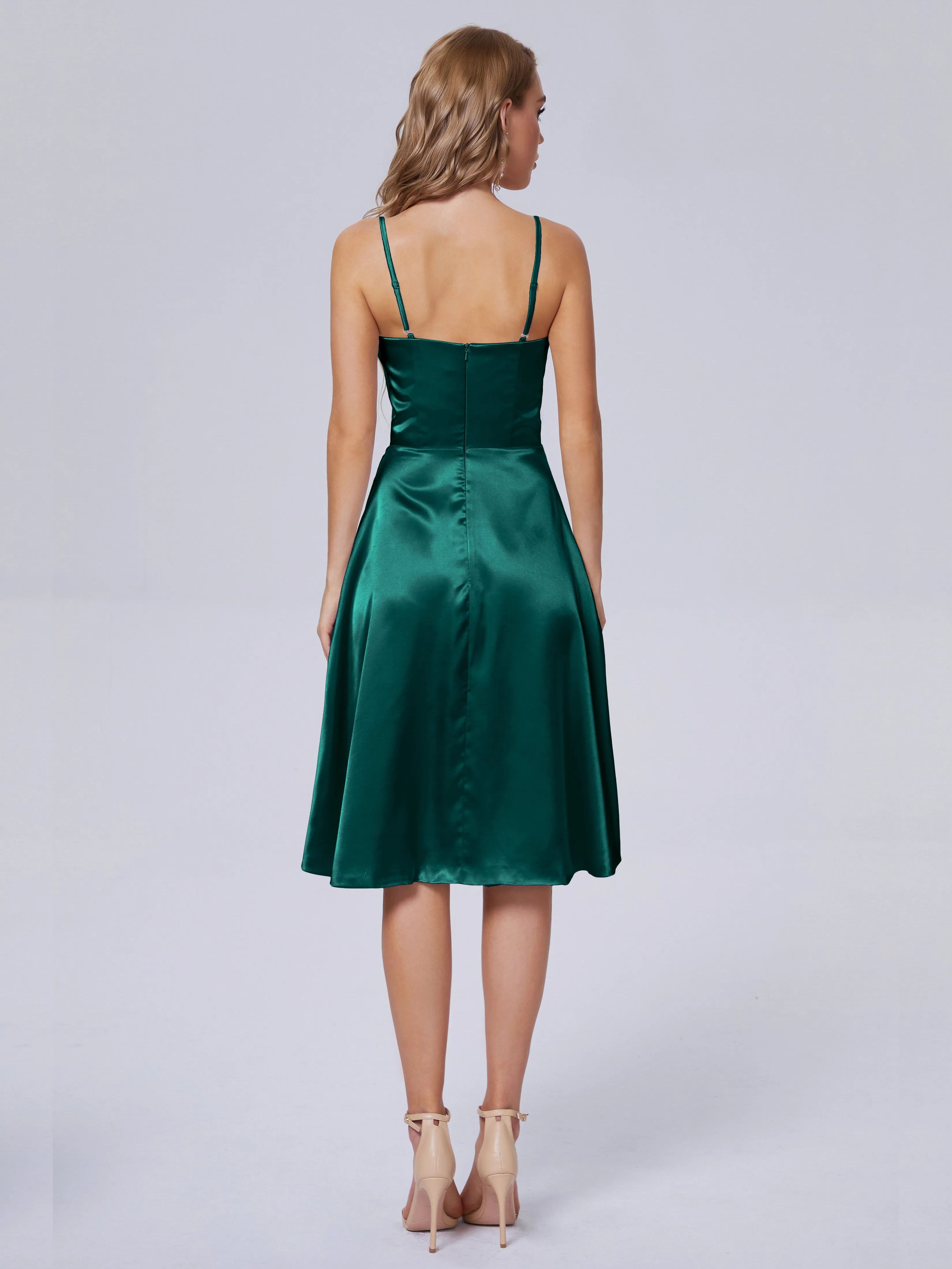 Marley Elegant Split Short Soft Satin Bridesmaid Dresses