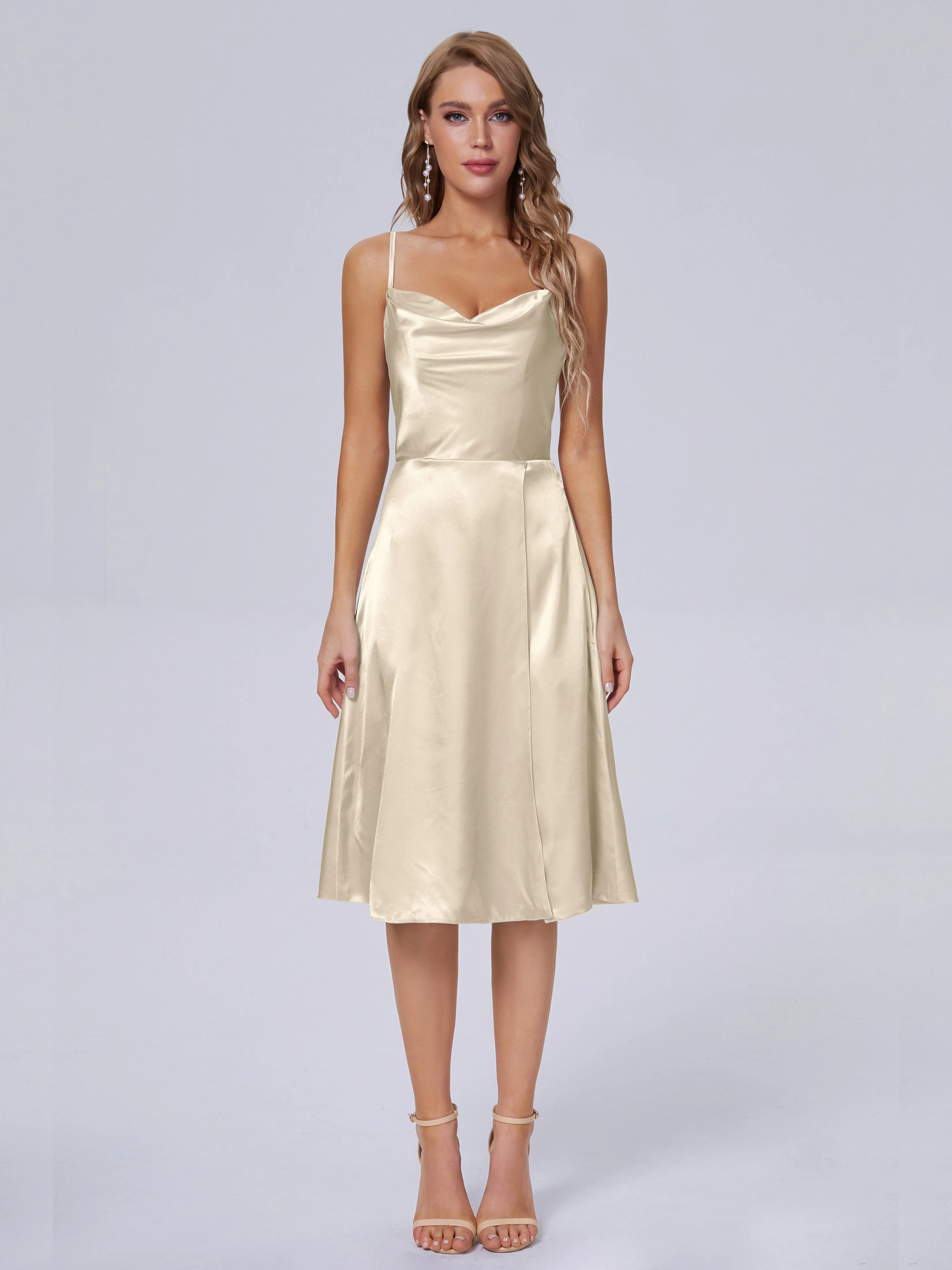 Marley Elegant Split Short Soft Satin Bridesmaid Dresses