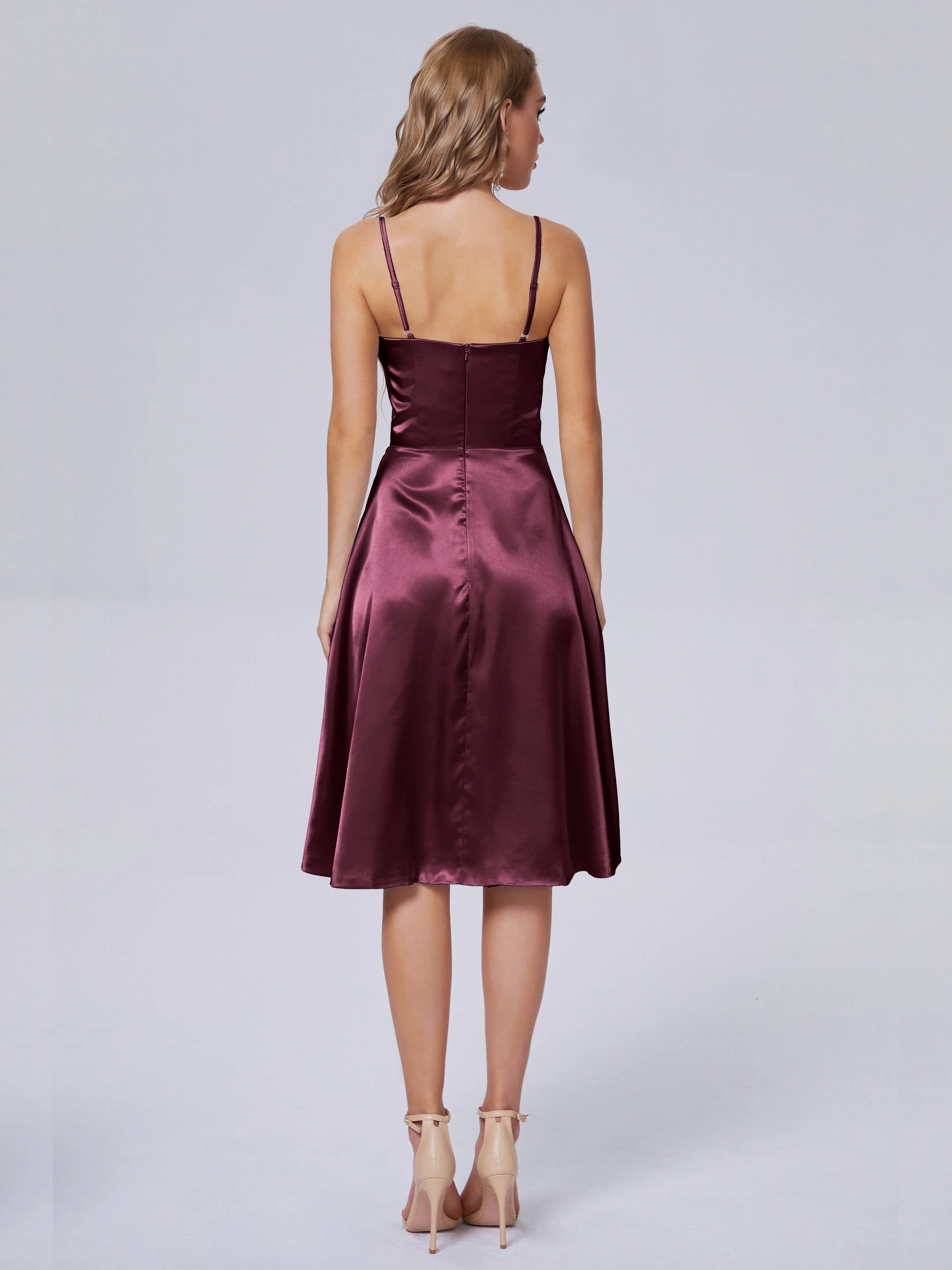 Marley Elegant Split Short Soft Satin Bridesmaid Dresses