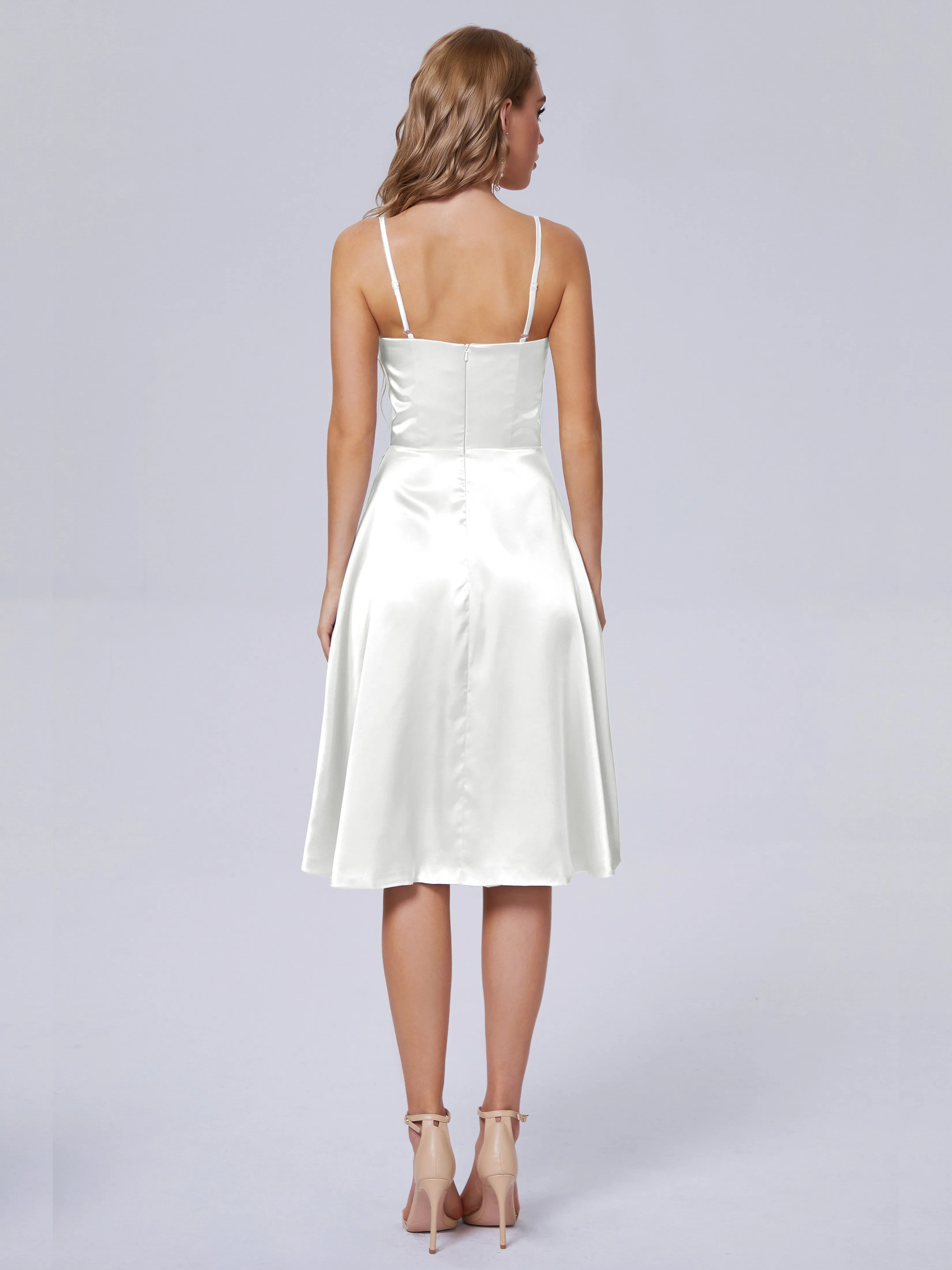 Marley Elegant Split Short Soft Satin Bridesmaid Dresses