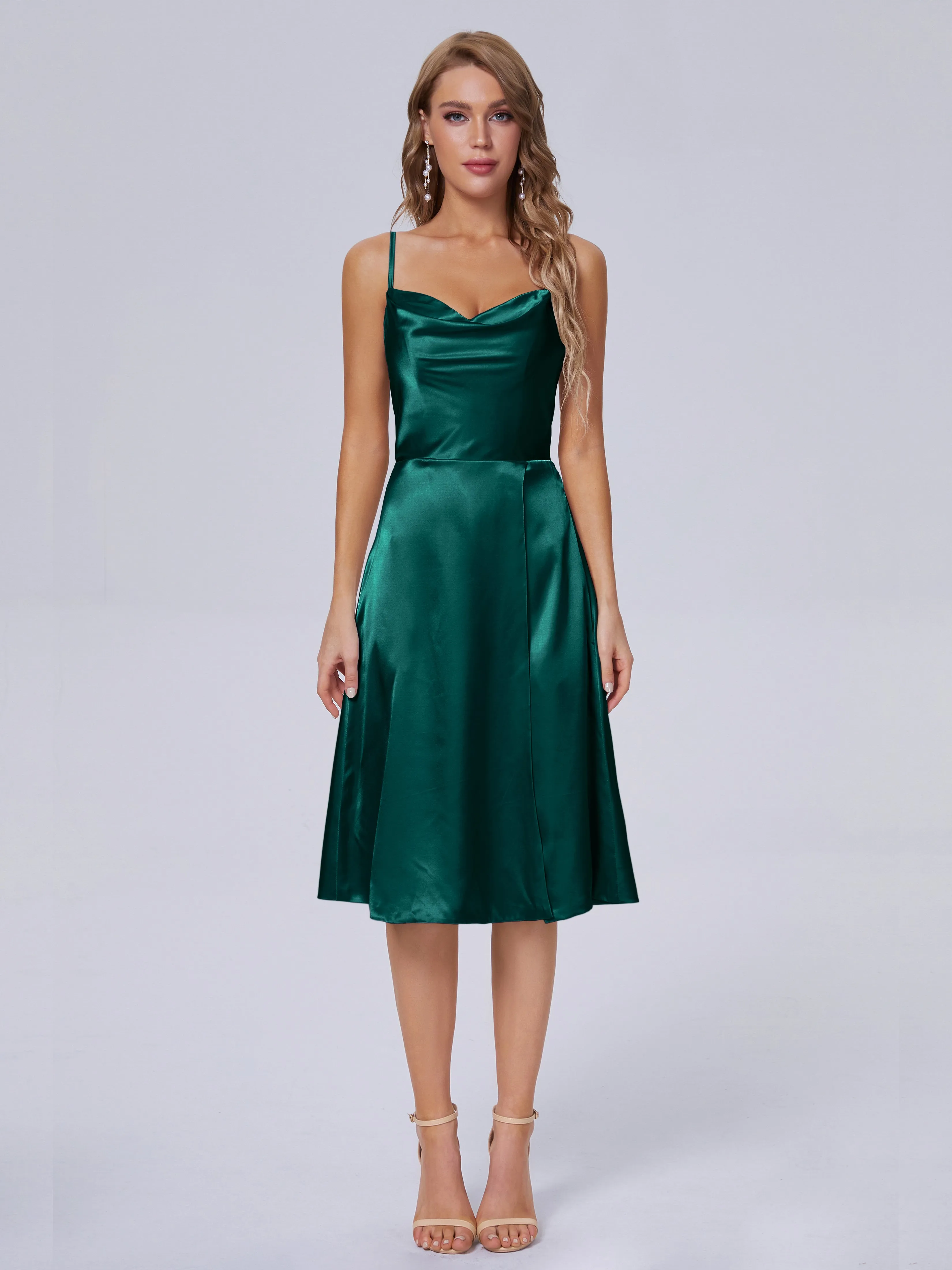 Marley Elegant Split Short Soft Satin Bridesmaid Dresses