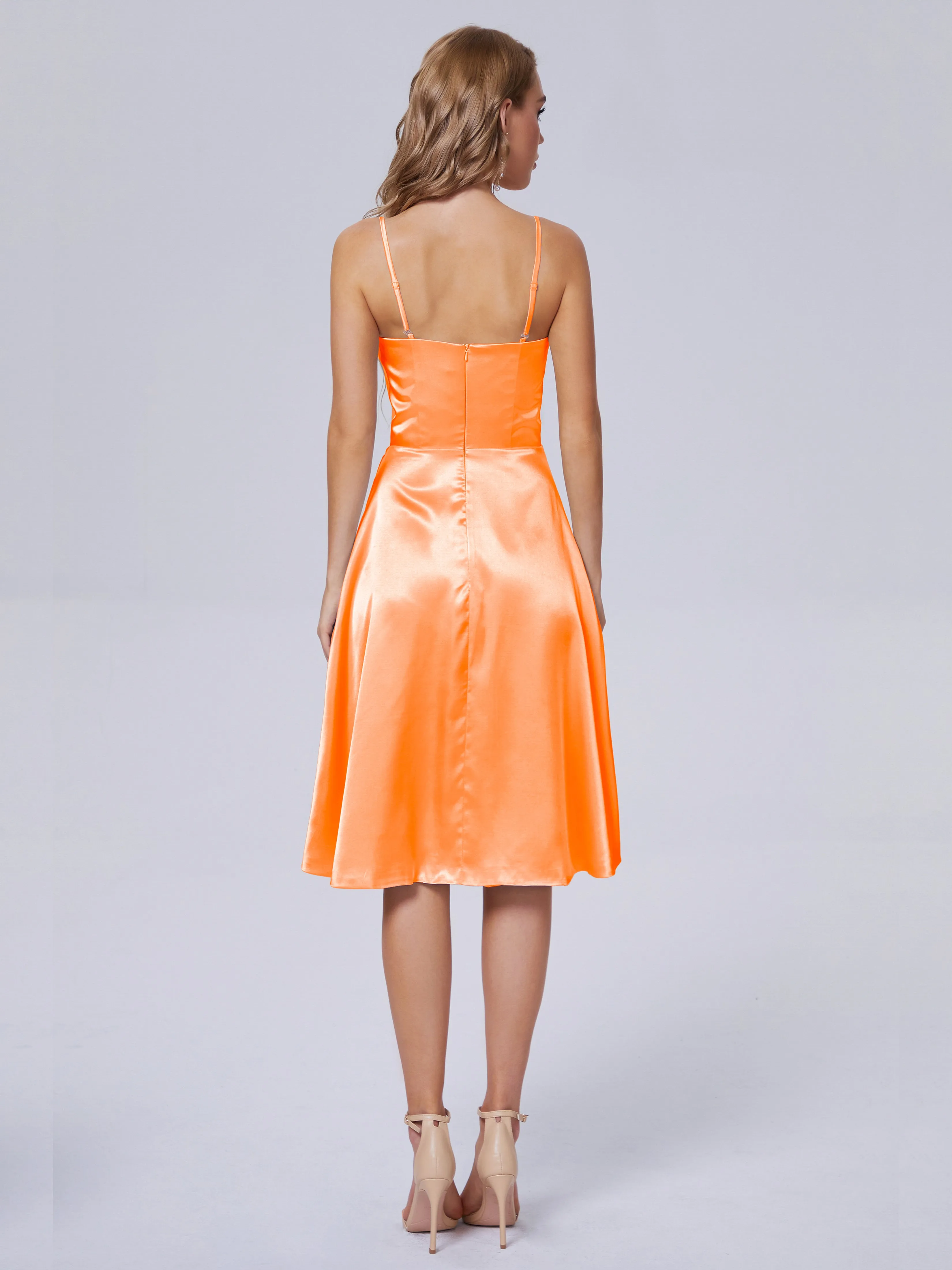 Marley Elegant Split Short Soft Satin Bridesmaid Dresses