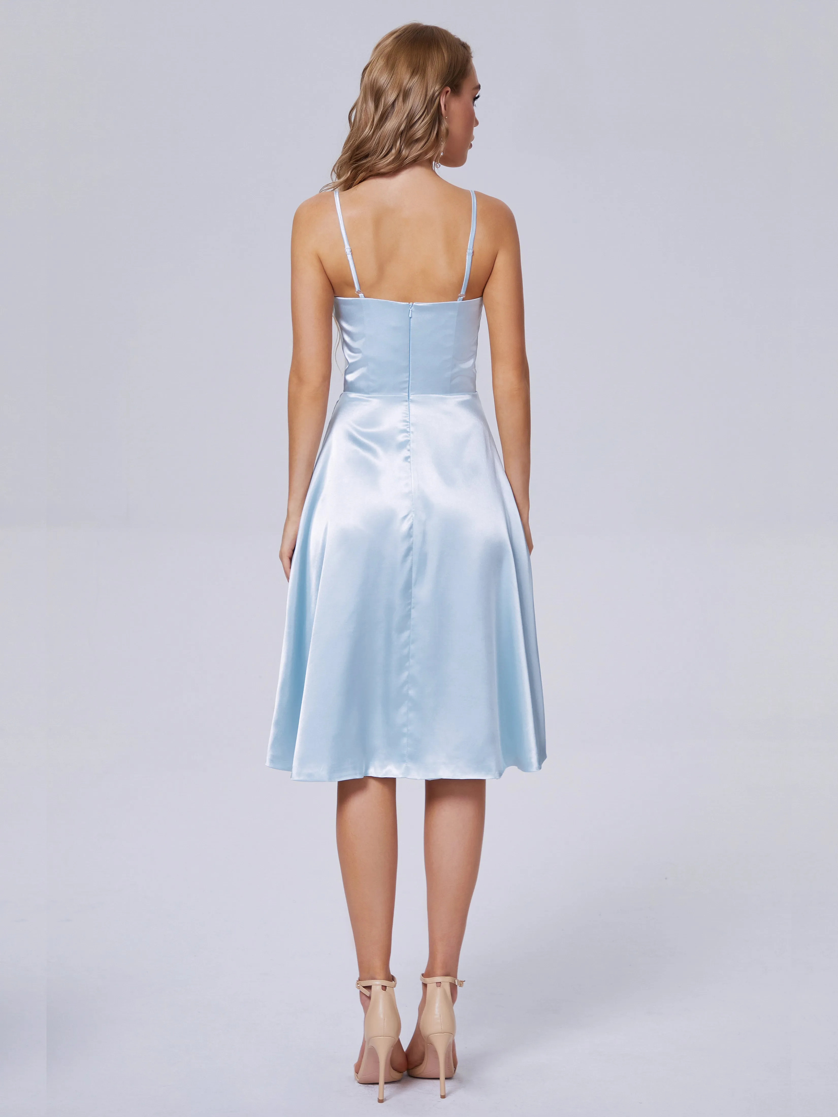 Marley Elegant Split Short Soft Satin Bridesmaid Dresses