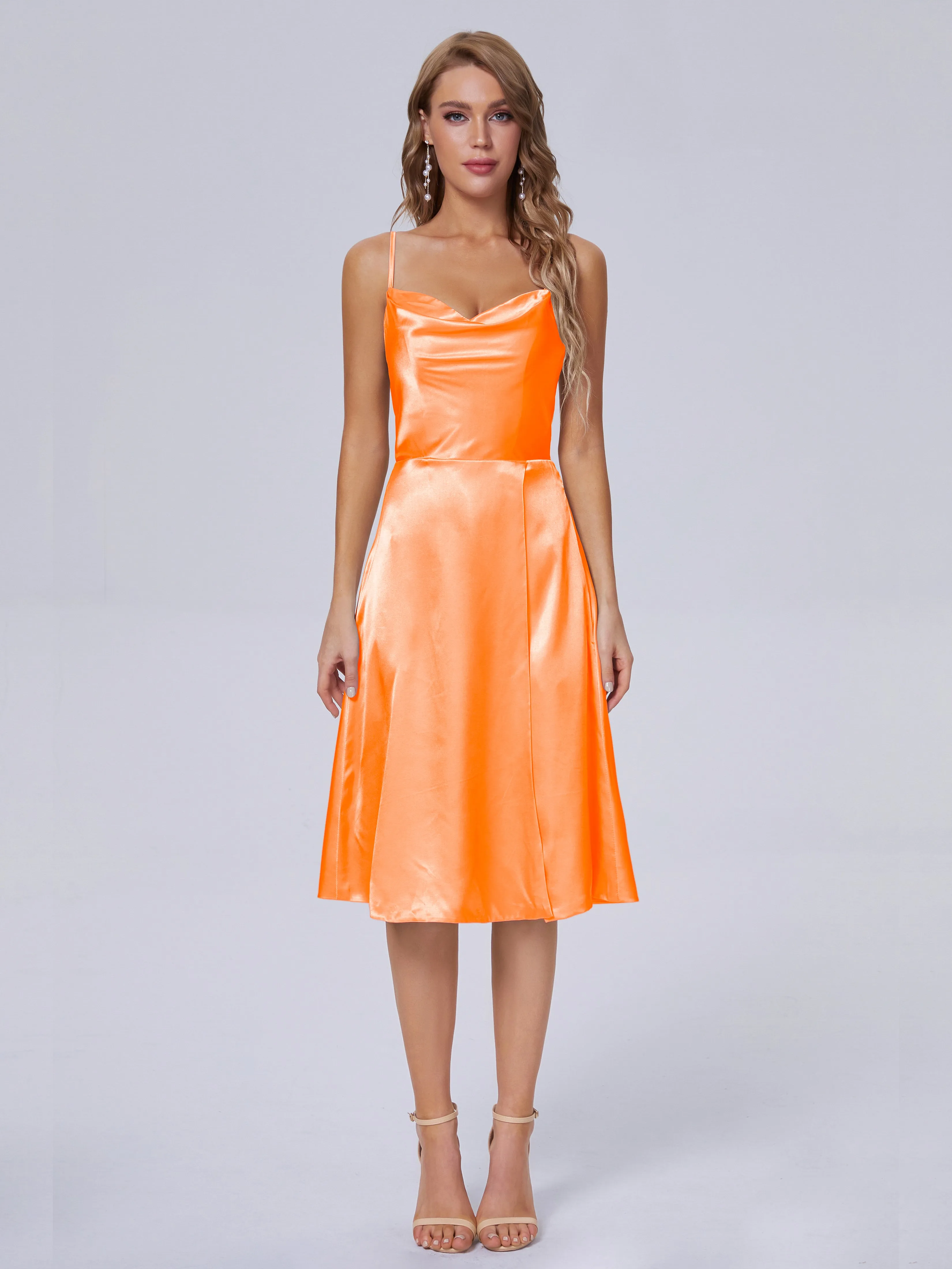 Marley Elegant Split Short Soft Satin Bridesmaid Dresses