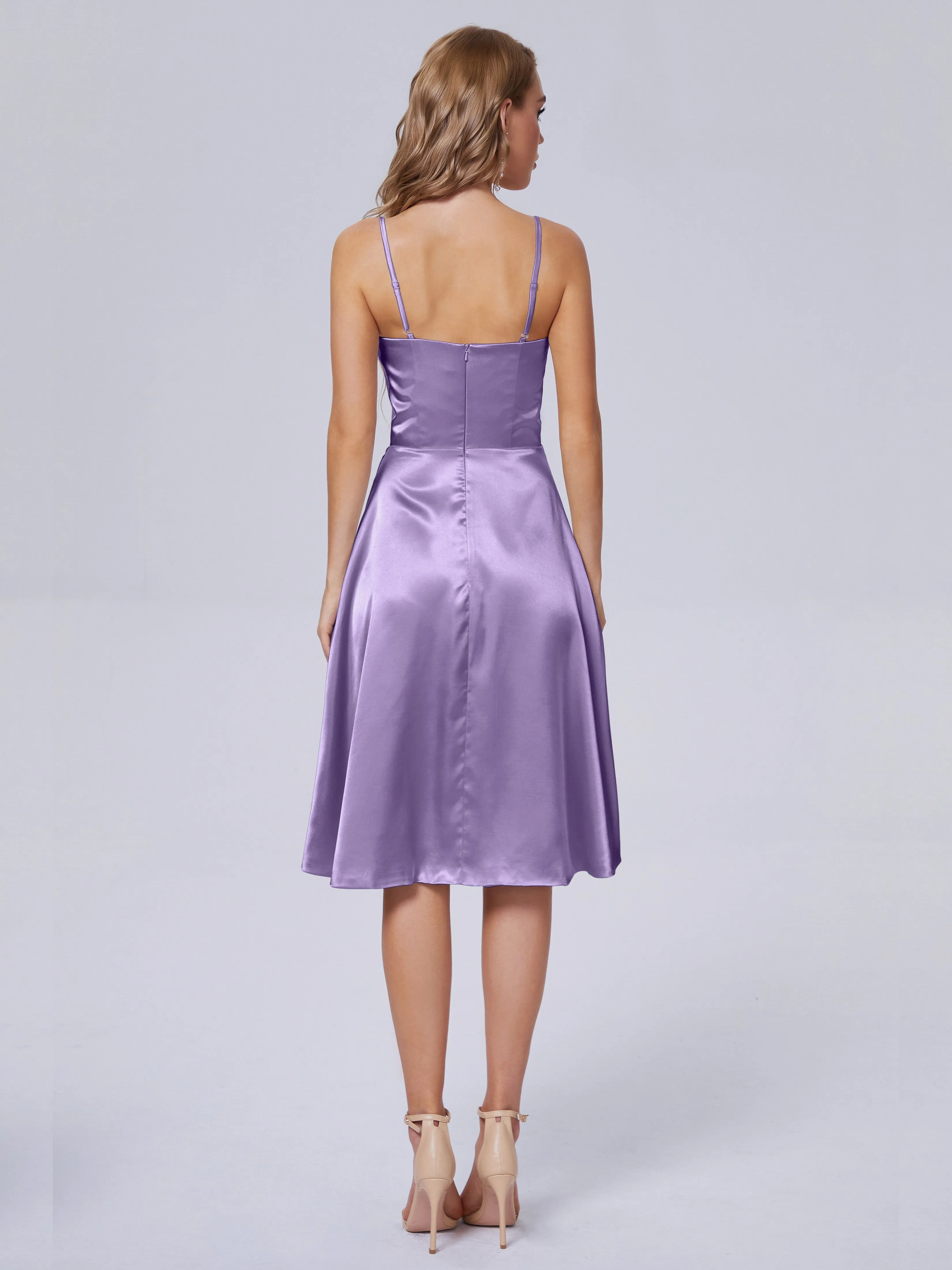 Marley Elegant Split Short Soft Satin Bridesmaid Dresses