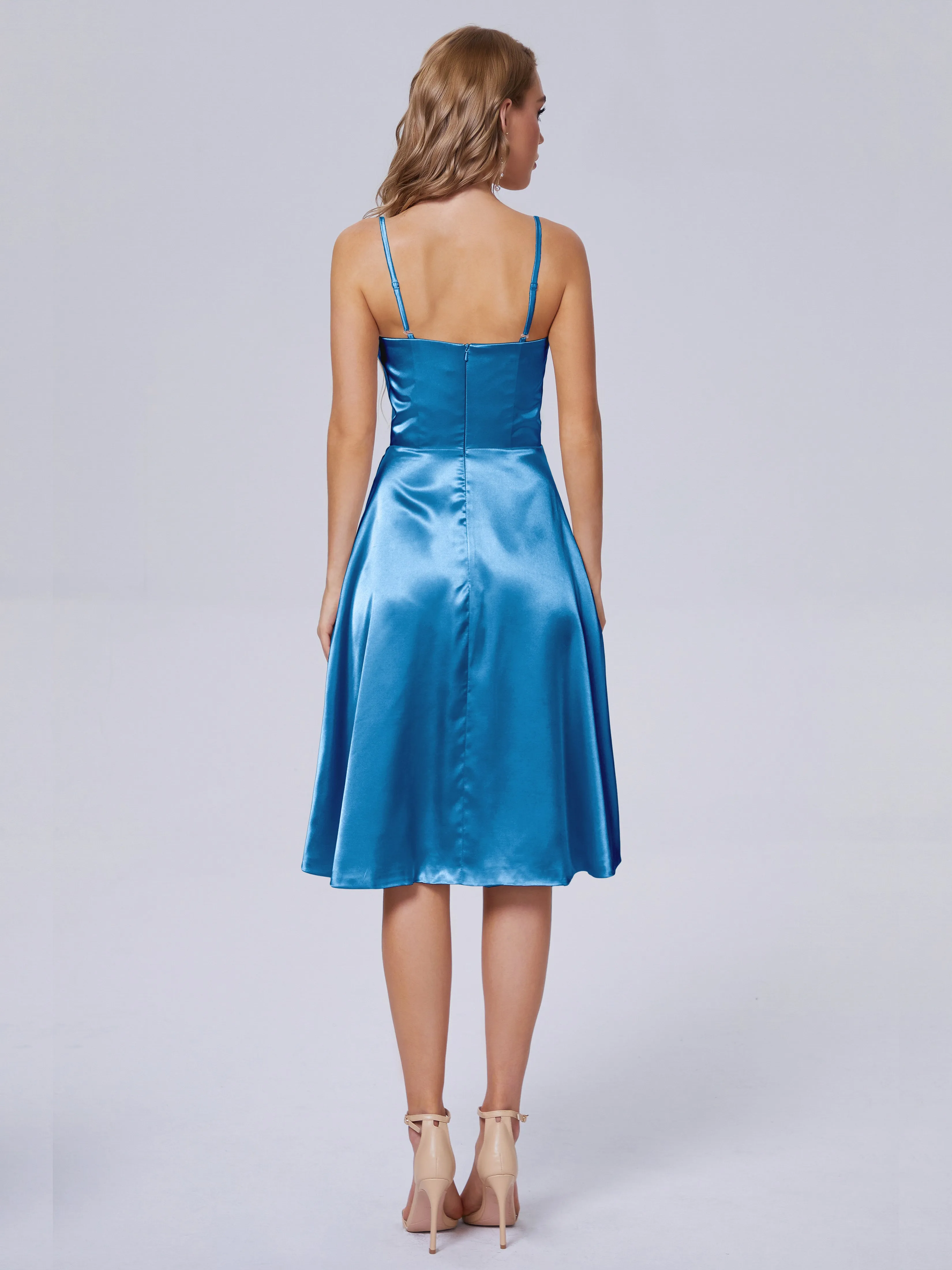 Marley Elegant Split Short Soft Satin Bridesmaid Dresses