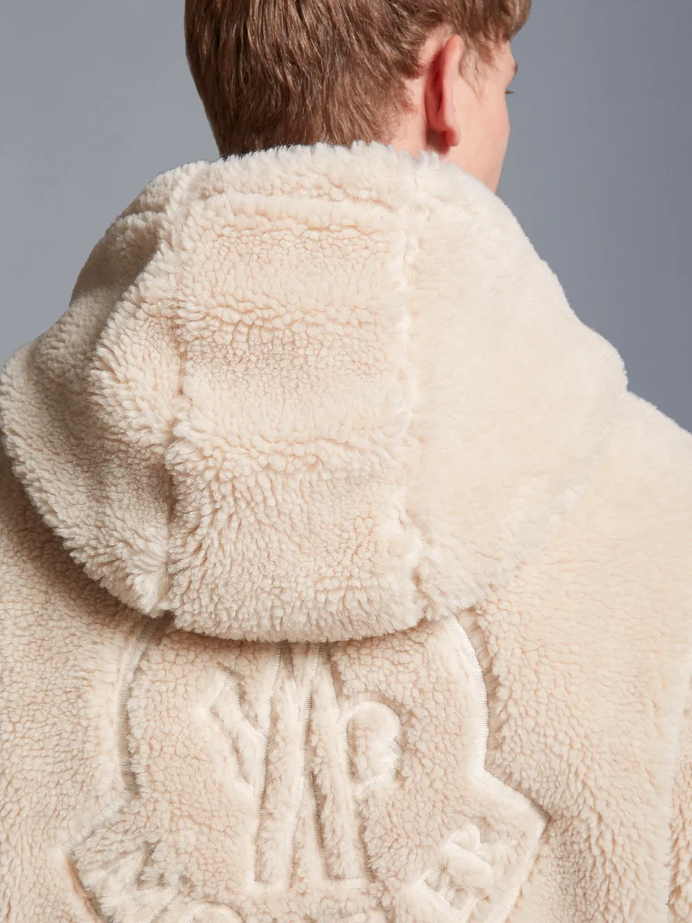 MONCLER Relaxed Teddy Zip-Up Hoodie Beige