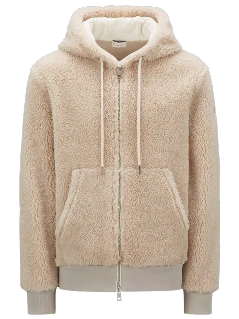 MONCLER Relaxed Teddy Zip-Up Hoodie Beige