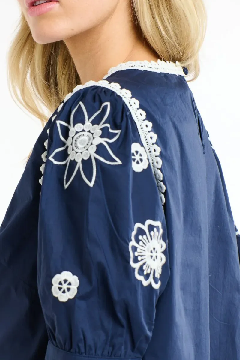 Navy & White Willow Top By 365 Days