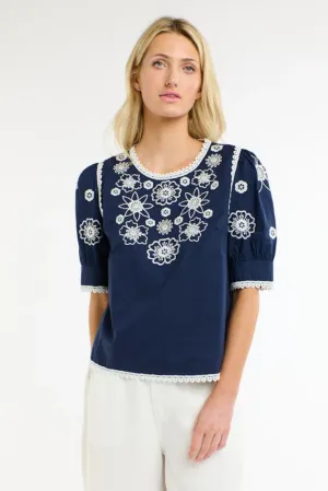 Navy & White Willow Top By 365 Days
