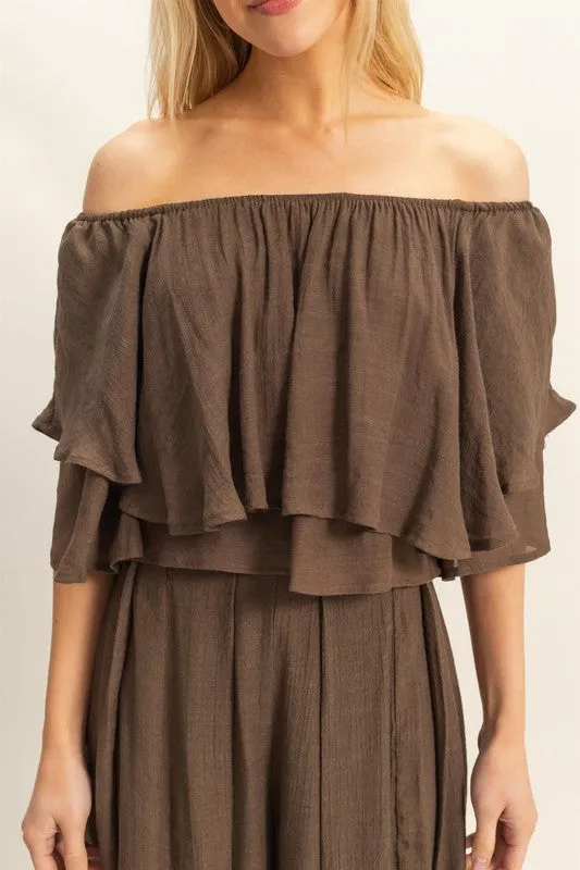 Off The Shoulder Blouse And Pants Set