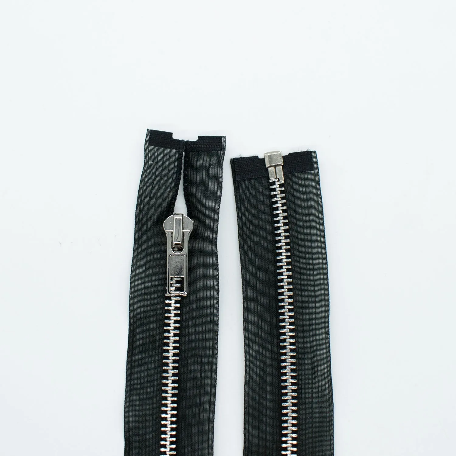Open End Nylon Metal Fashion Zip 45CM Black & Silver