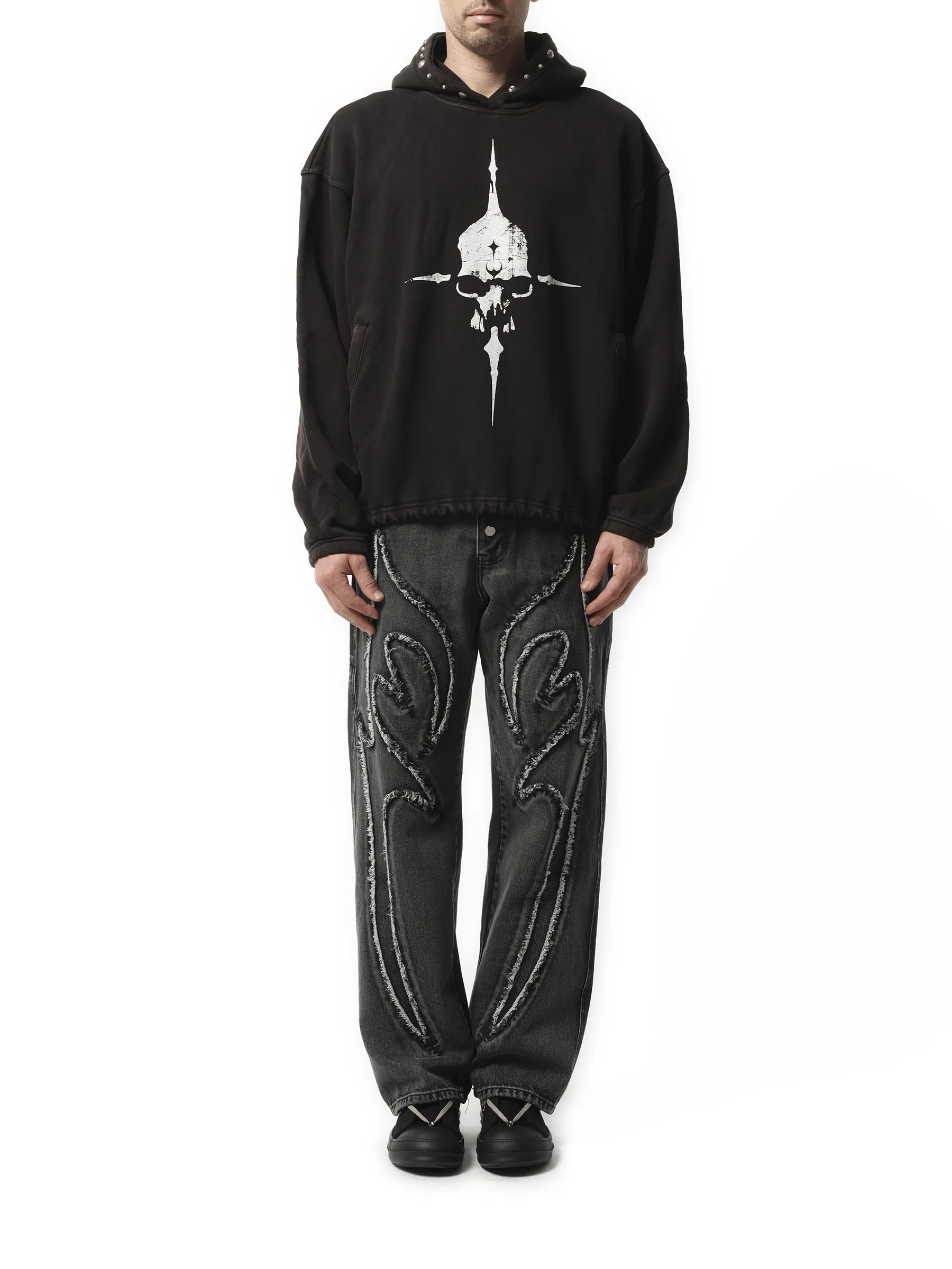 Peace Stud Hoodie in Black