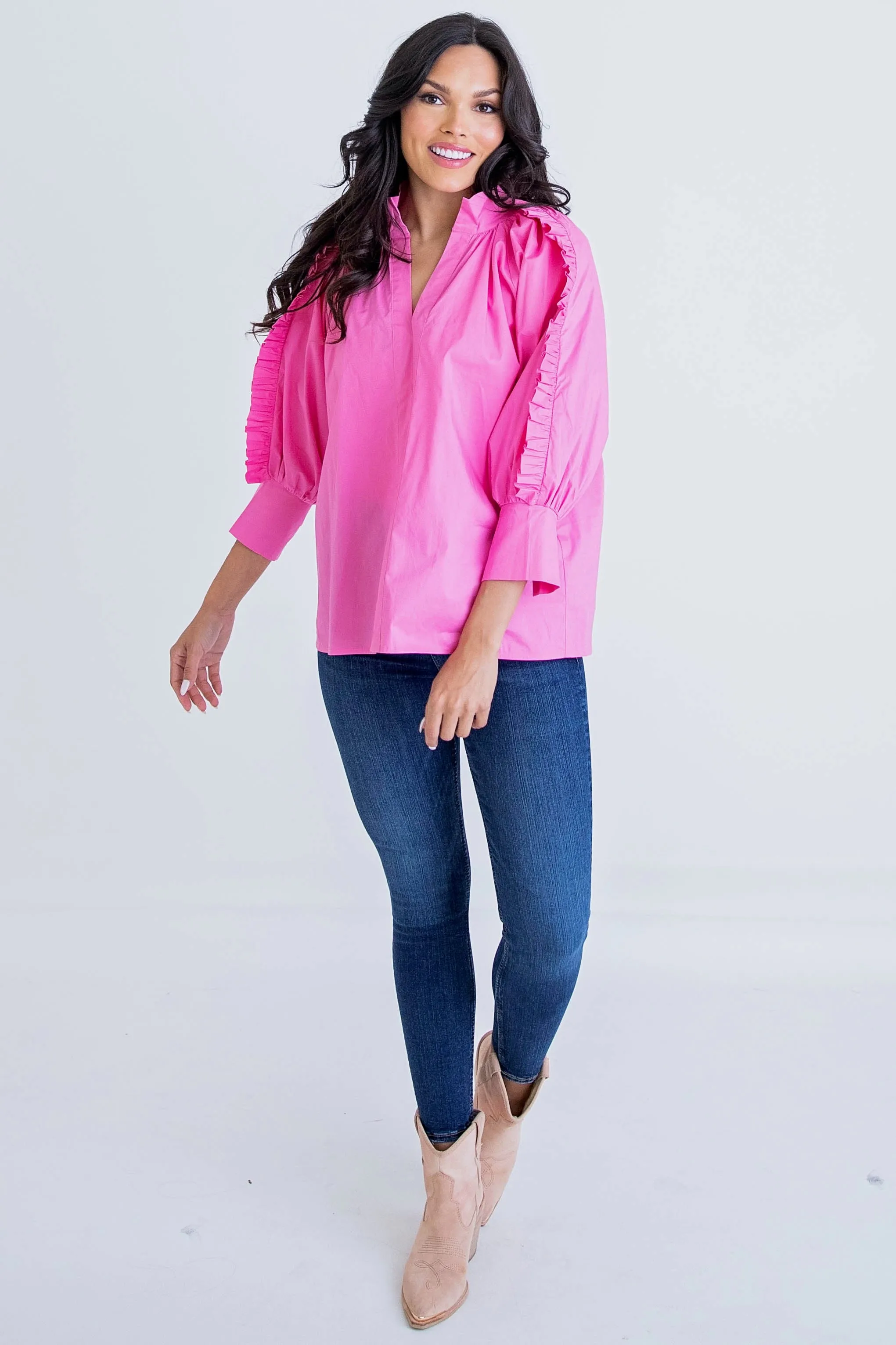 Pink Ladies Ruffle Top