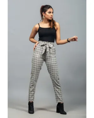 Plaid Belted Straight Pants