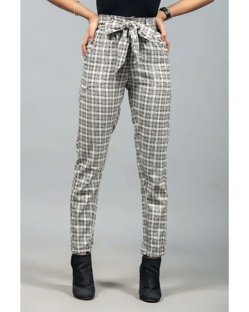 Plaid Belted Straight Pants