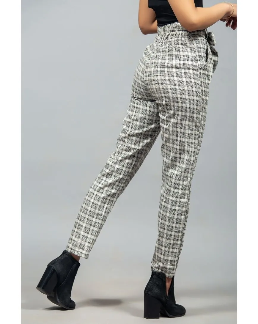 Plaid Belted Straight Pants