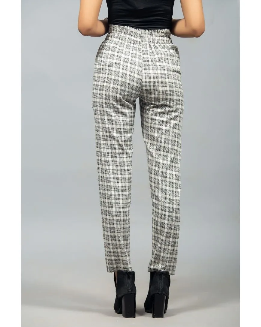 Plaid Belted Straight Pants