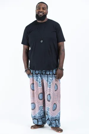 Plus Size Mandala Elephant Men's Elephant Pants in Silver Gray