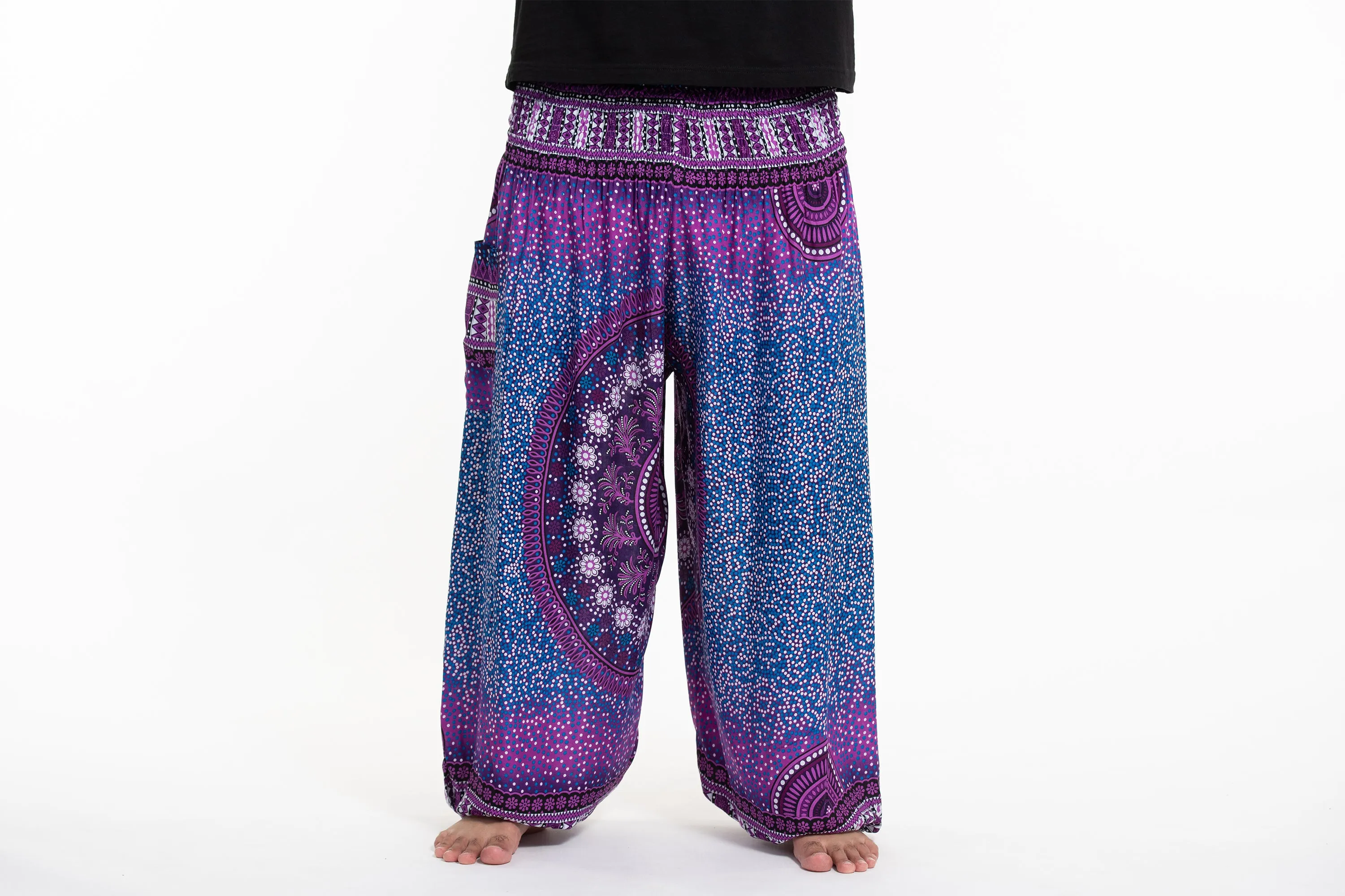 Plus Size Tribal Chakras Men's Harem Pants in Purple