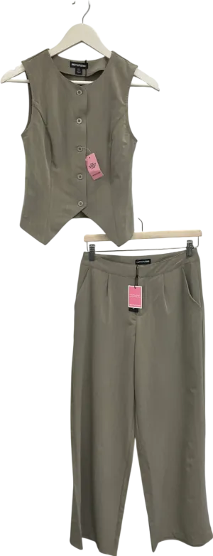 PrettyLittleThing Grey Pinstripe Tailored Waistcoat Uk 8 And Wide Leg Trousers UK 6