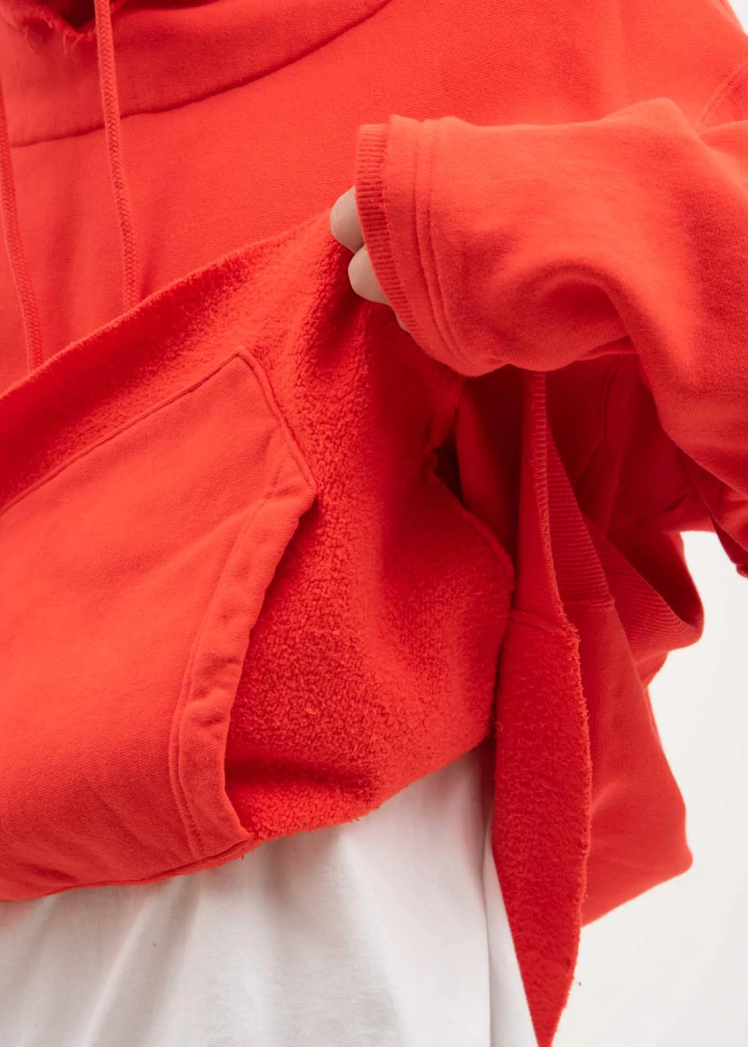 Red Fraying Hoodie