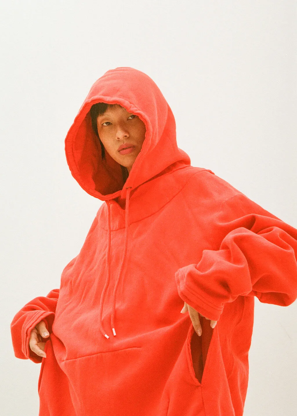 Red Fraying Hoodie