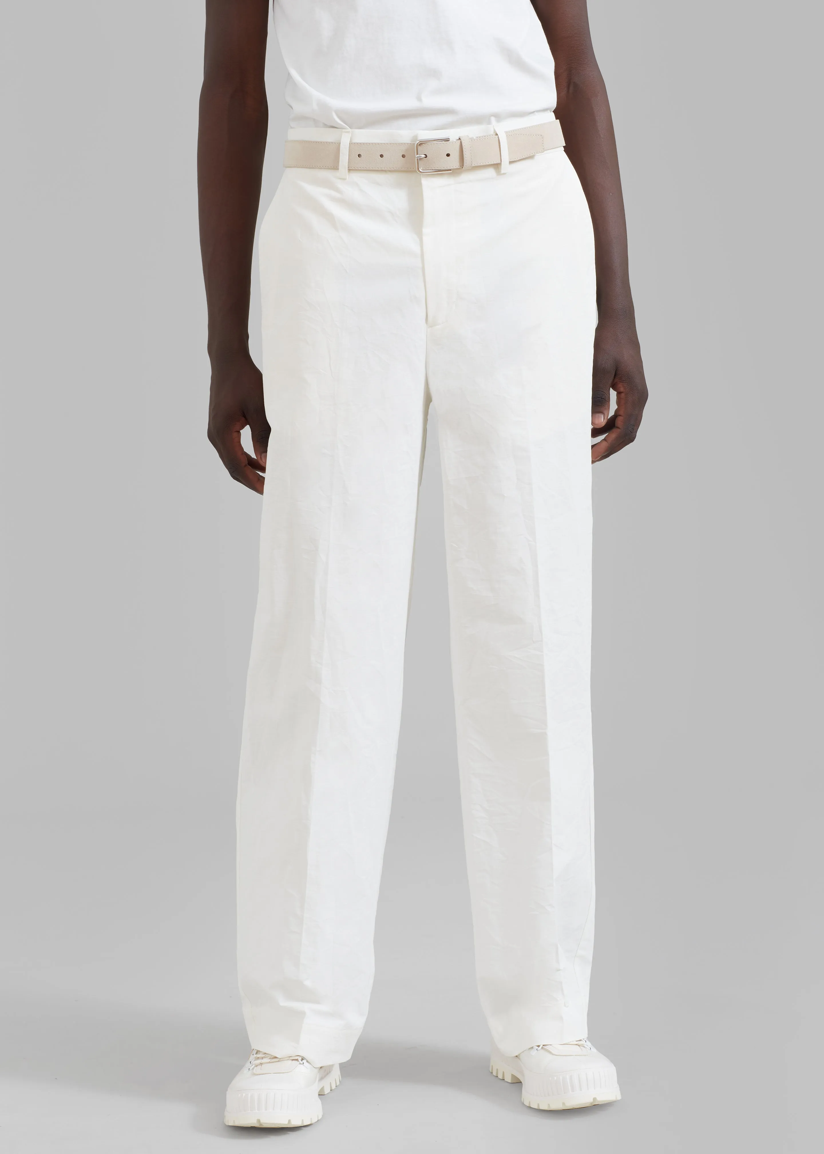 Róhe Crushed Cotton Trousers - Chalk