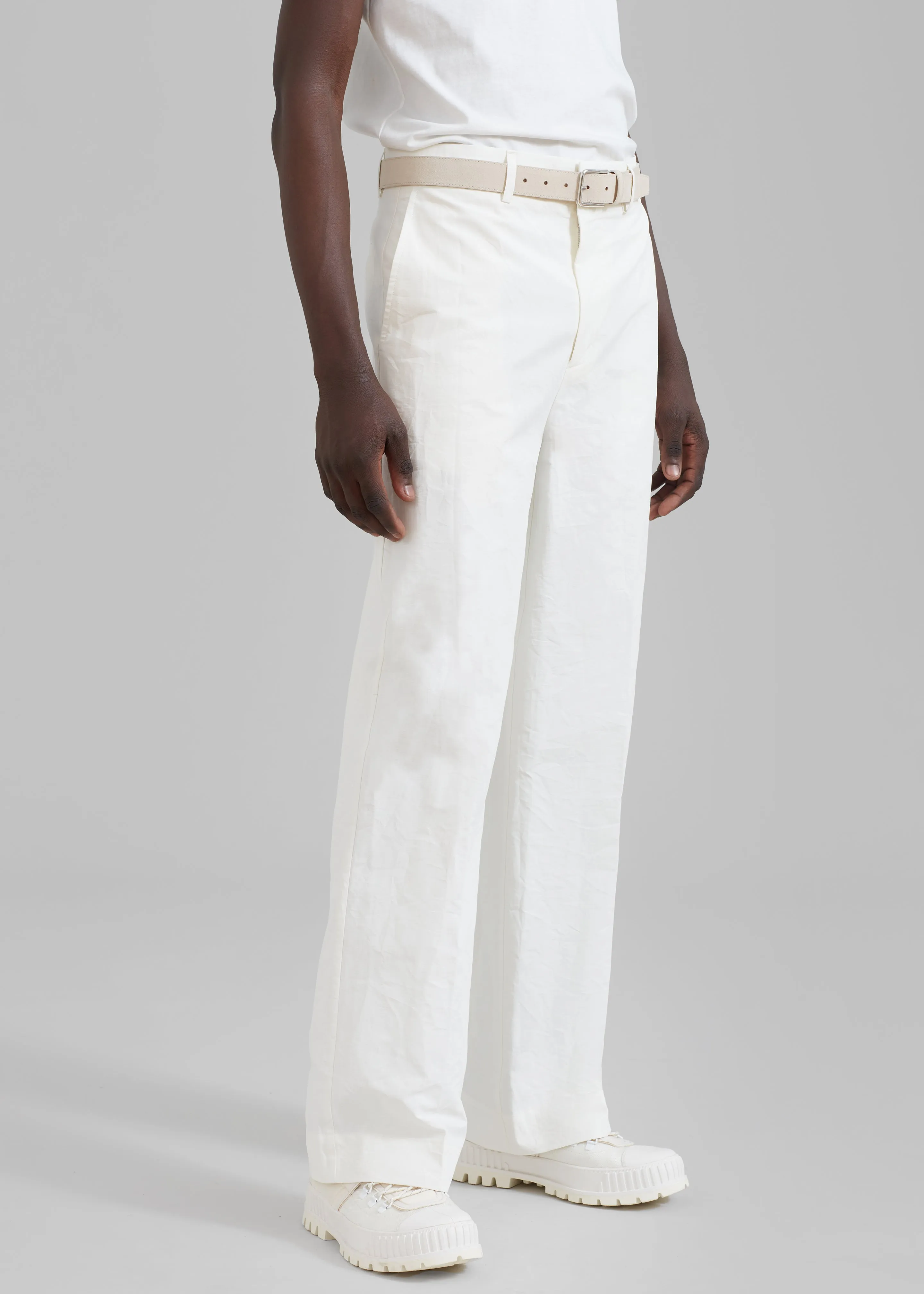 Róhe Crushed Cotton Trousers - Chalk
