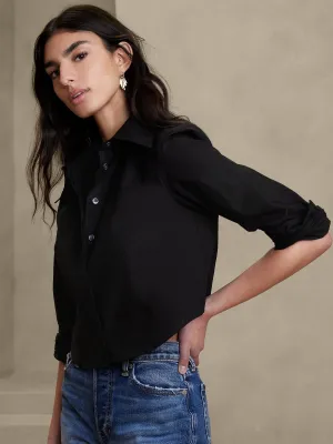 Sage Cropped Tuxedo Shirt