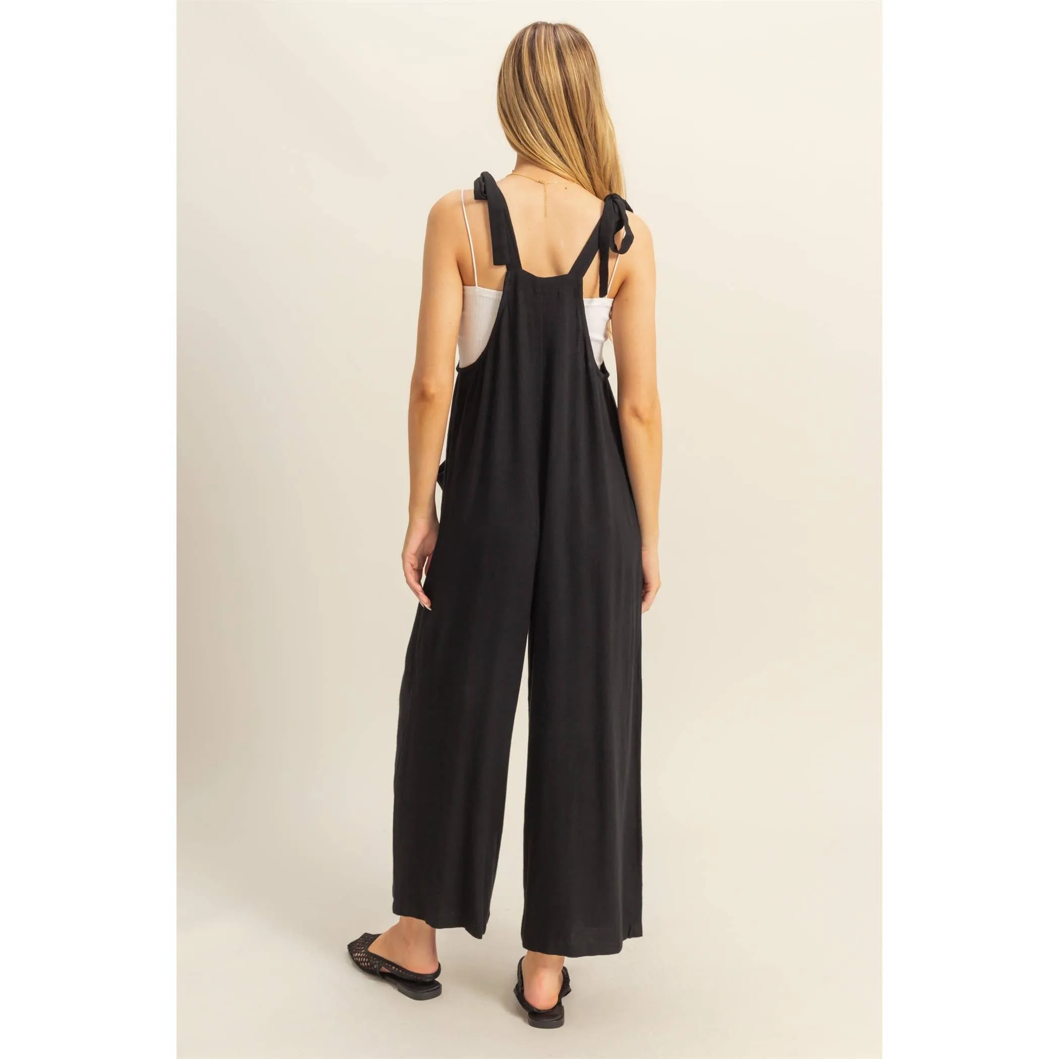 Self-Tie Shoulder Straps Jumpsuit