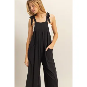 Self-Tie Shoulder Straps Jumpsuit