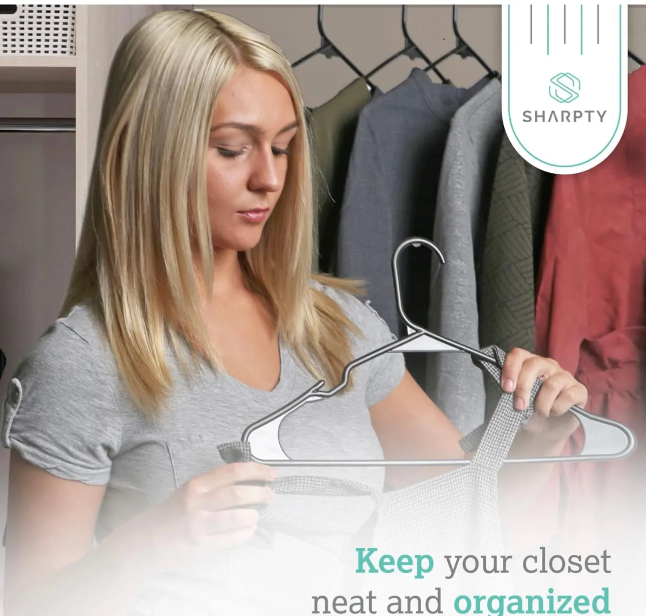Sharpty Plastic Hangers, 20-Pack, Black - Heavy Duty, Space Saving, Notched Design