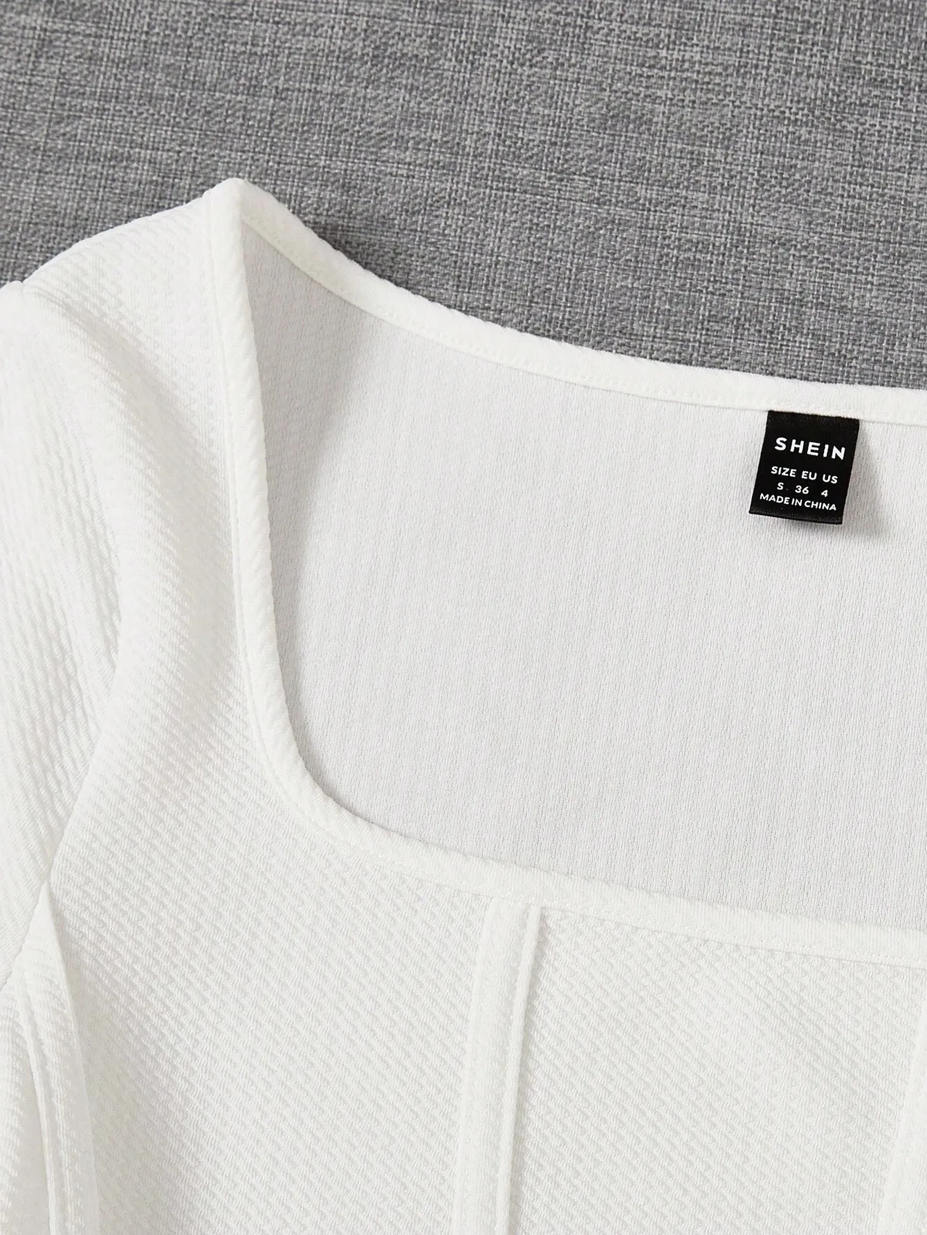 SHEIN EZwear Summer Outfit Square Neck White Seam Front Tee