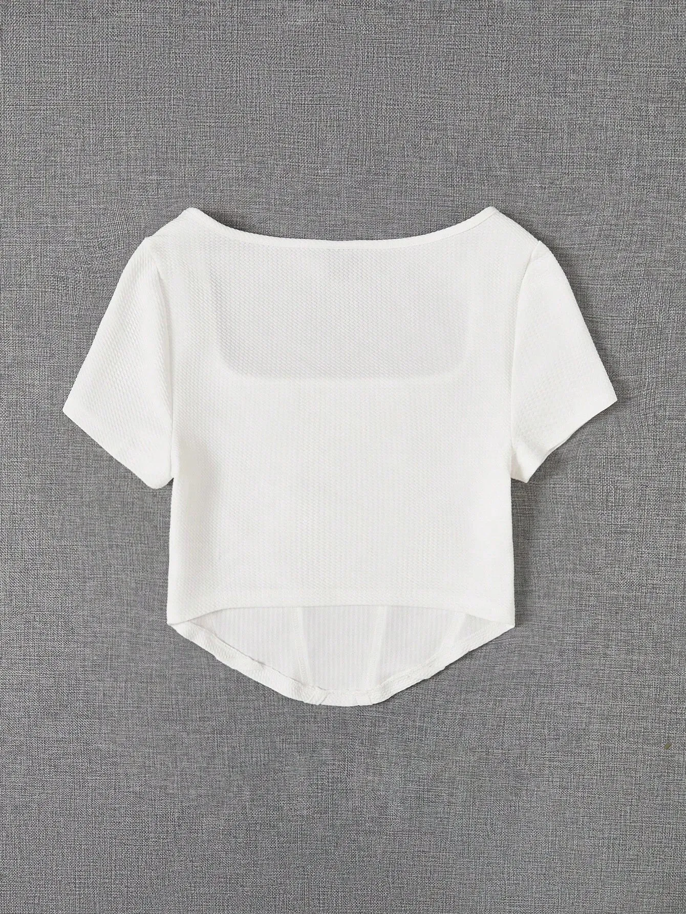 SHEIN EZwear Summer Outfit Square Neck White Seam Front Tee