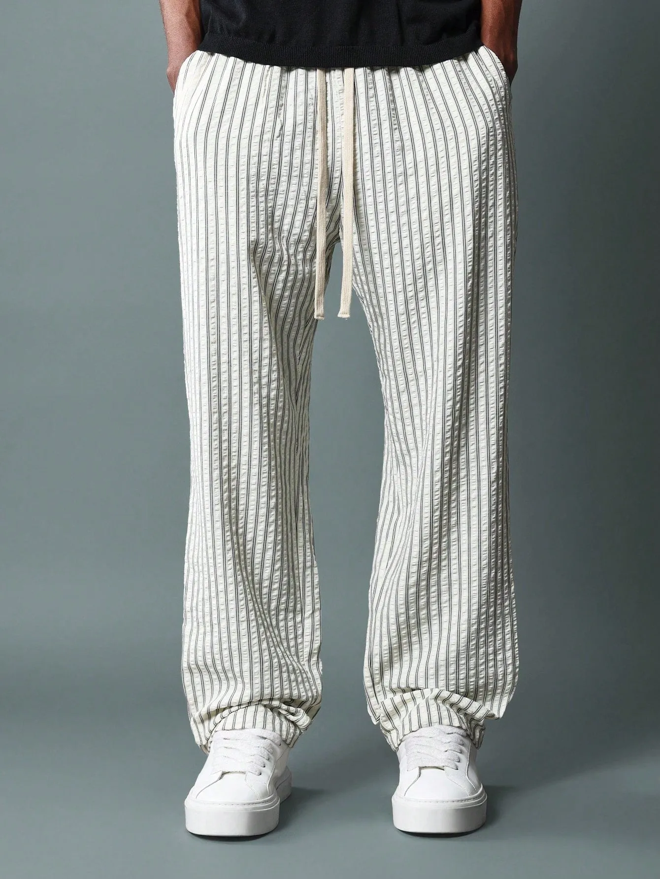 Slim Fit Stripe Pull On Pants