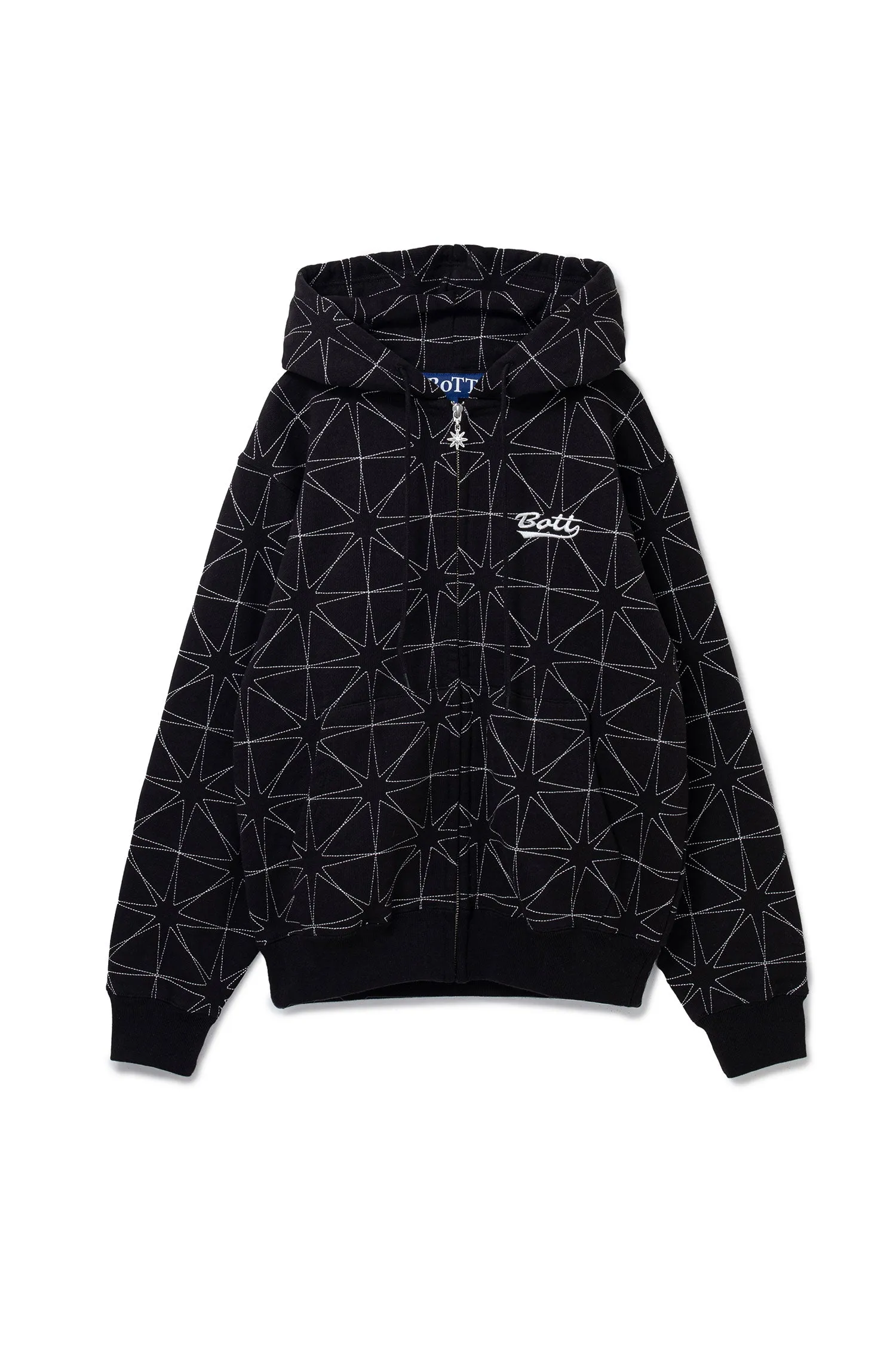 SPARKLE STITCH ZIP HOODIE BLACK