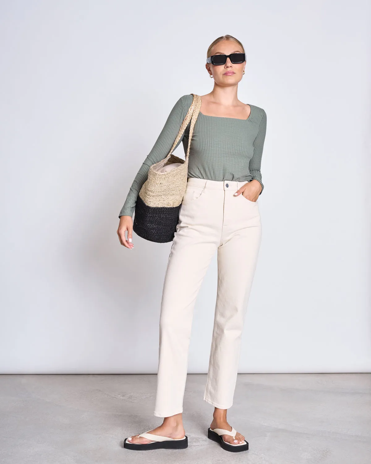 SQUARE NECK LONGSLEEVE FRIA SEA SPRAY
