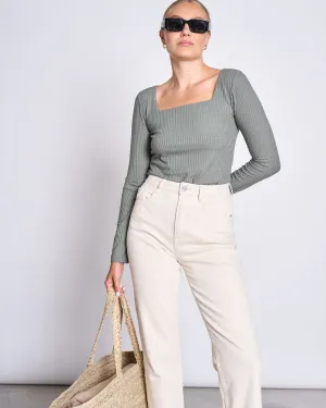 SQUARE NECK LONGSLEEVE FRIA SEA SPRAY
