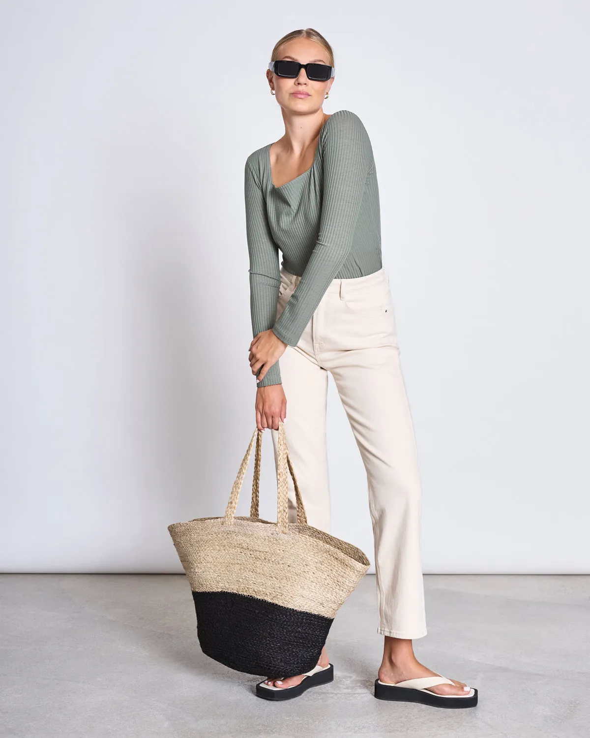 SQUARE NECK LONGSLEEVE FRIA SEA SPRAY