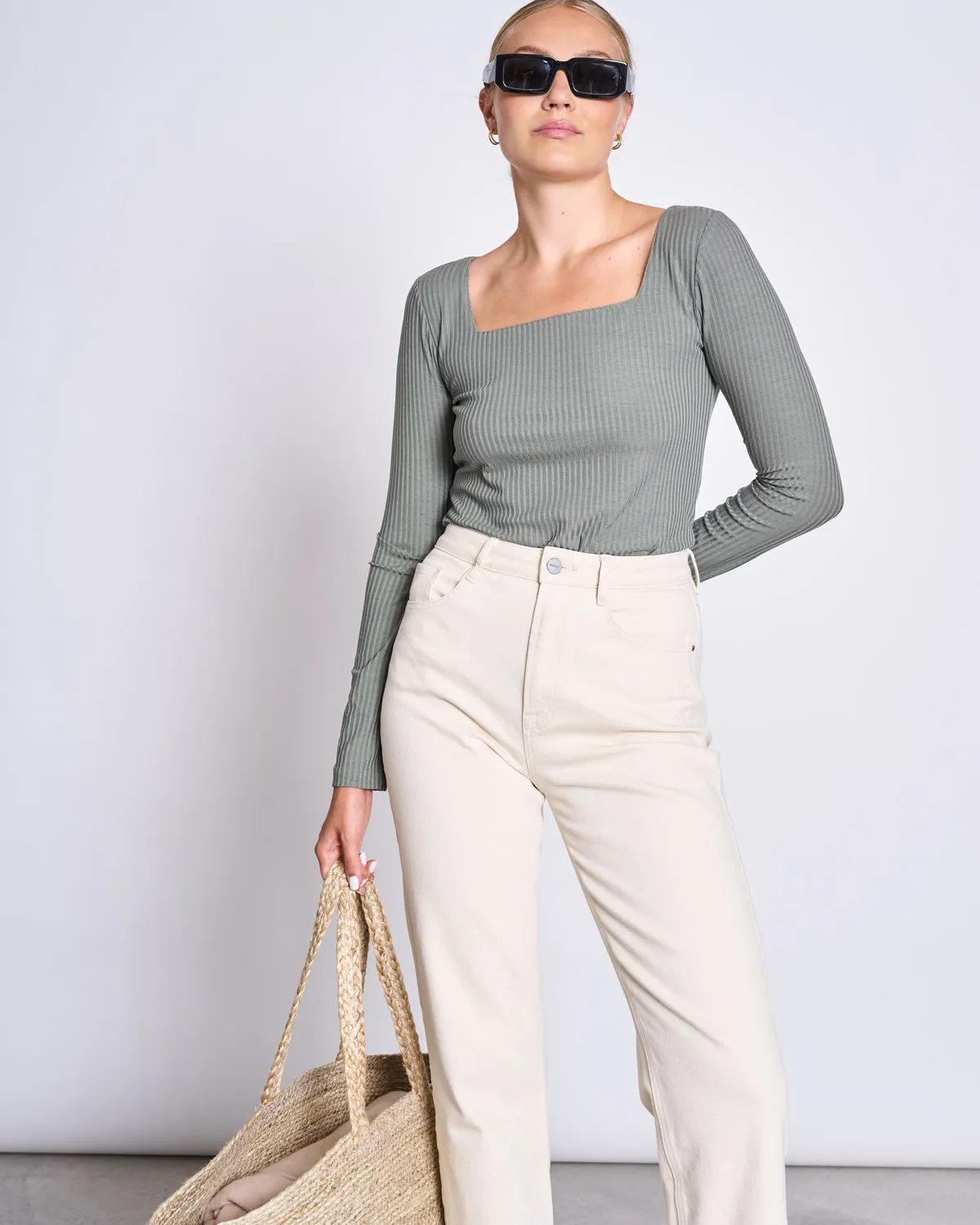 SQUARE NECK LONGSLEEVE FRIA SEA SPRAY