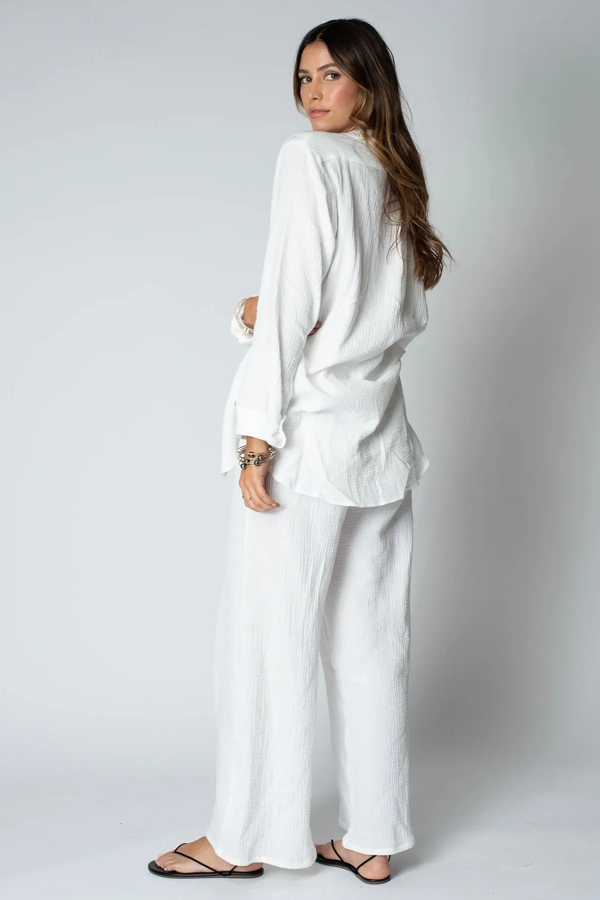 Stillwater Barcelona Pant in White Bubble Gauze