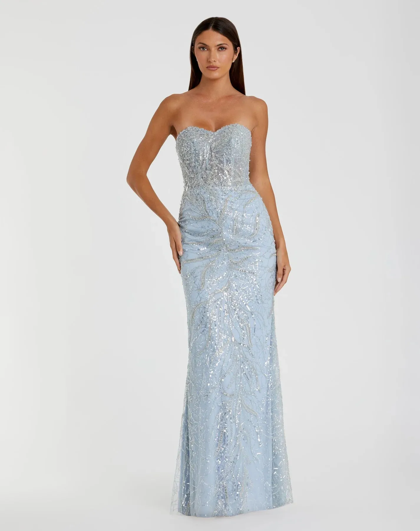 Strapless embellished crystal gown - Powder Blue