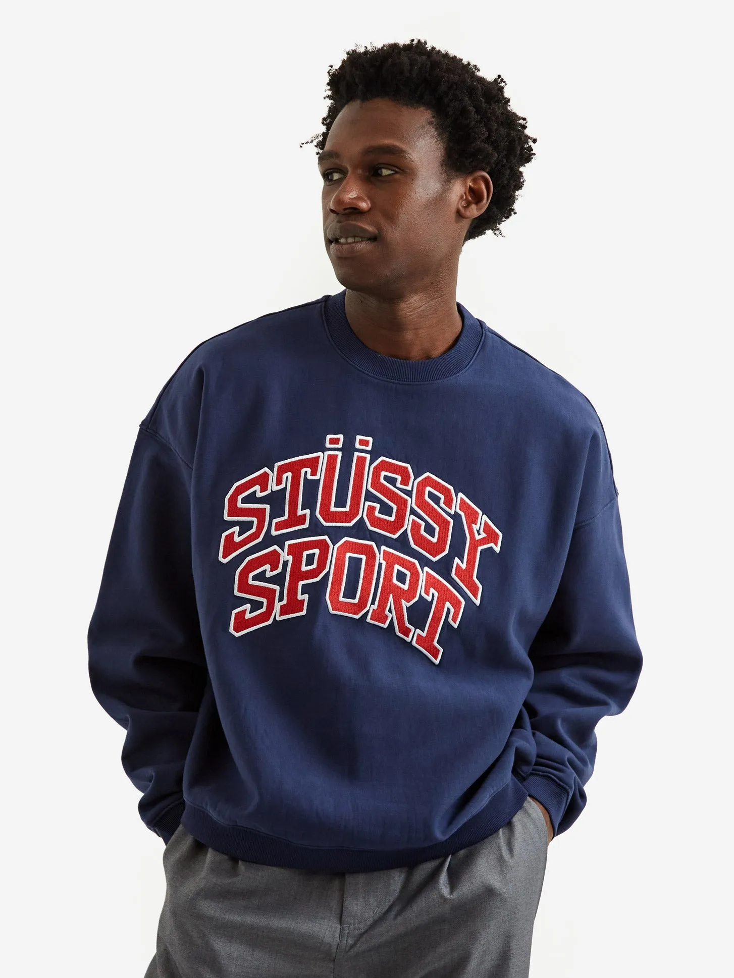 Stussy Relaxed Oversized Crew - Navy