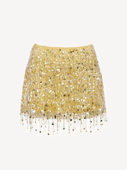 Tassel Sequin Crop Top & Skirt Set  Mini Style